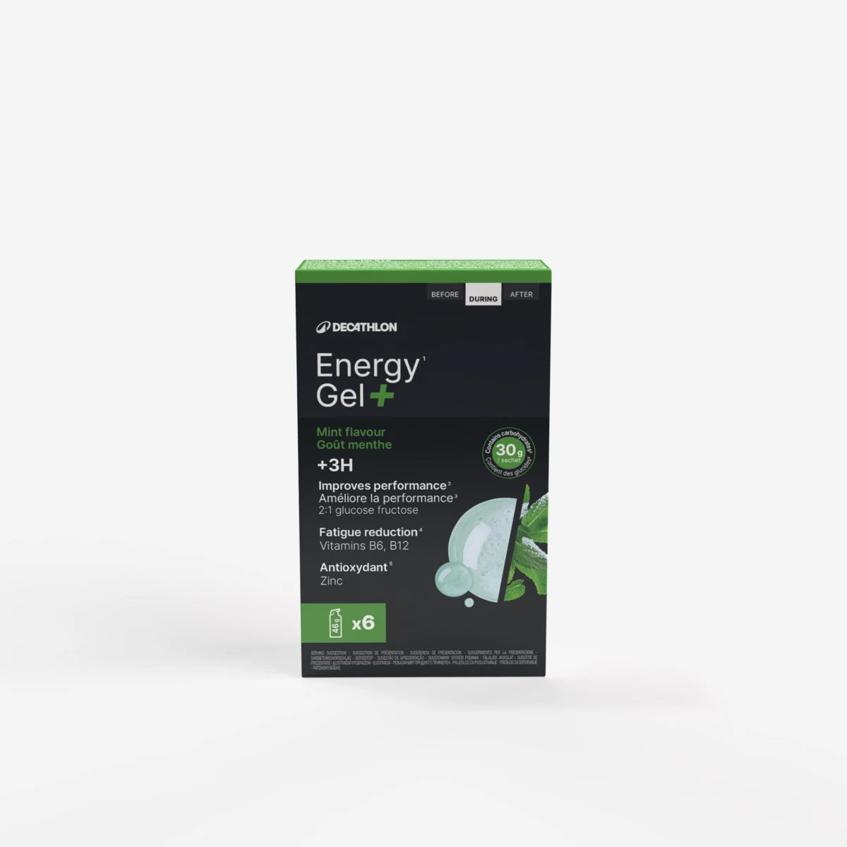 DECATHLON Energetický gél Energy Gel + mäta 6 ks bez · záber 1