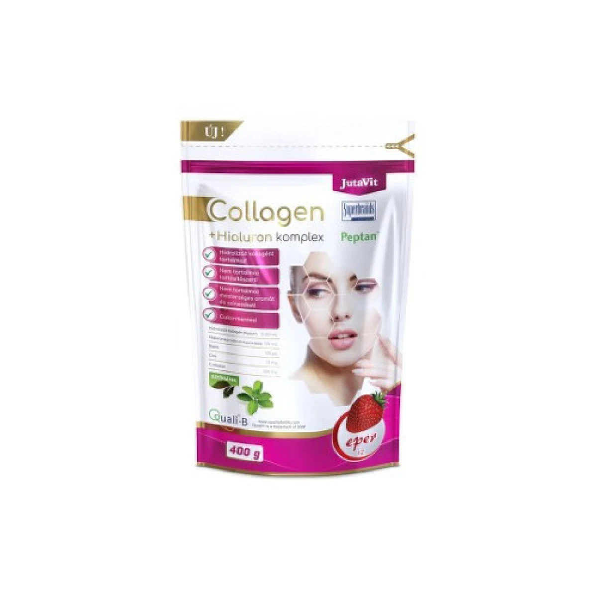 JUTAVIT Kolagén 10 g + hyalurón komplex jahoda 400 g · záber 1