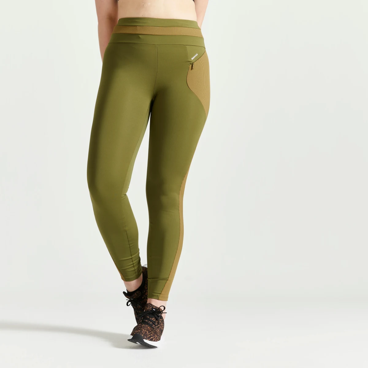 DOMYOS DÁMSKE LEGÍNY 520 NA FITNESS KAKI L (W33 L31) · záber 1