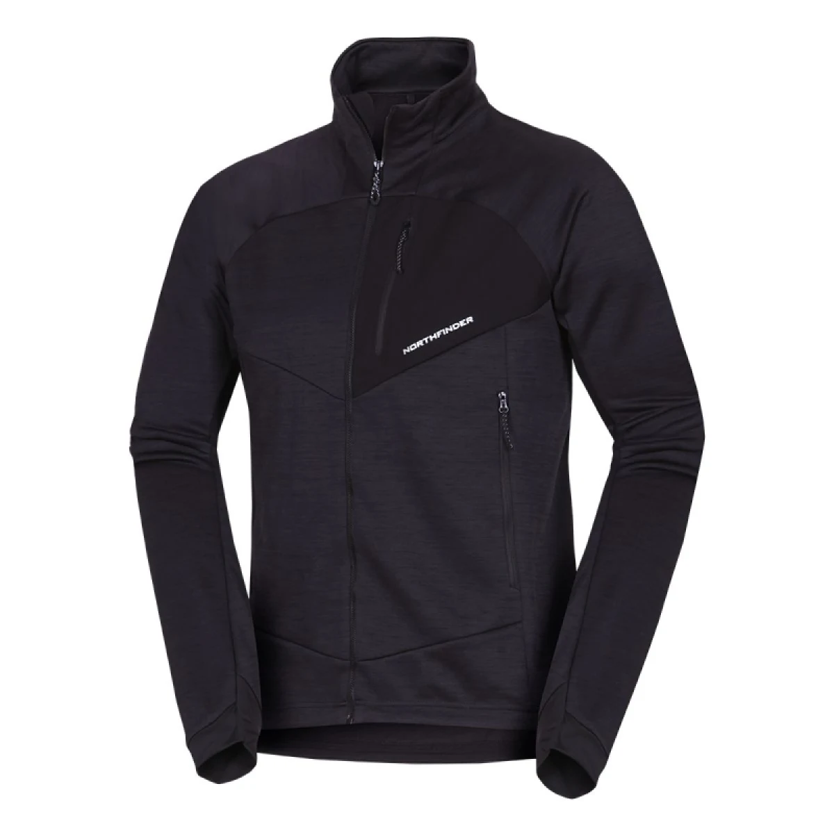 Férfi bélelt túrázó pulóver cipzárral NORTHFINDER JULISTE-270blackblack · záber 3