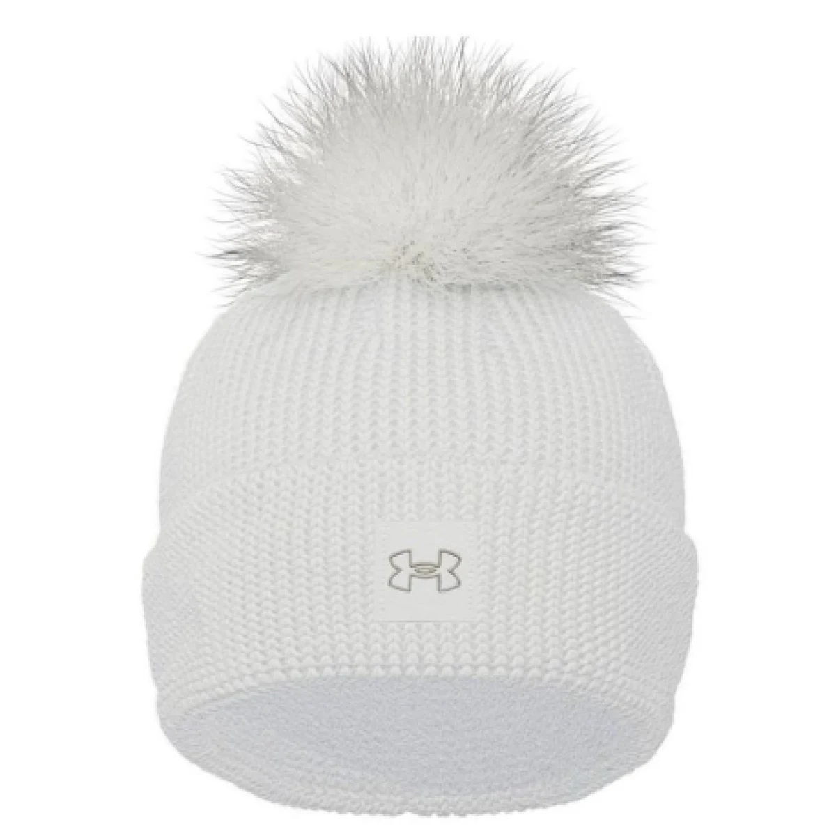 Dámská zimní čepice UNDER ARMOUR UA Halftime Ribbed Pom-WHT · záber 1