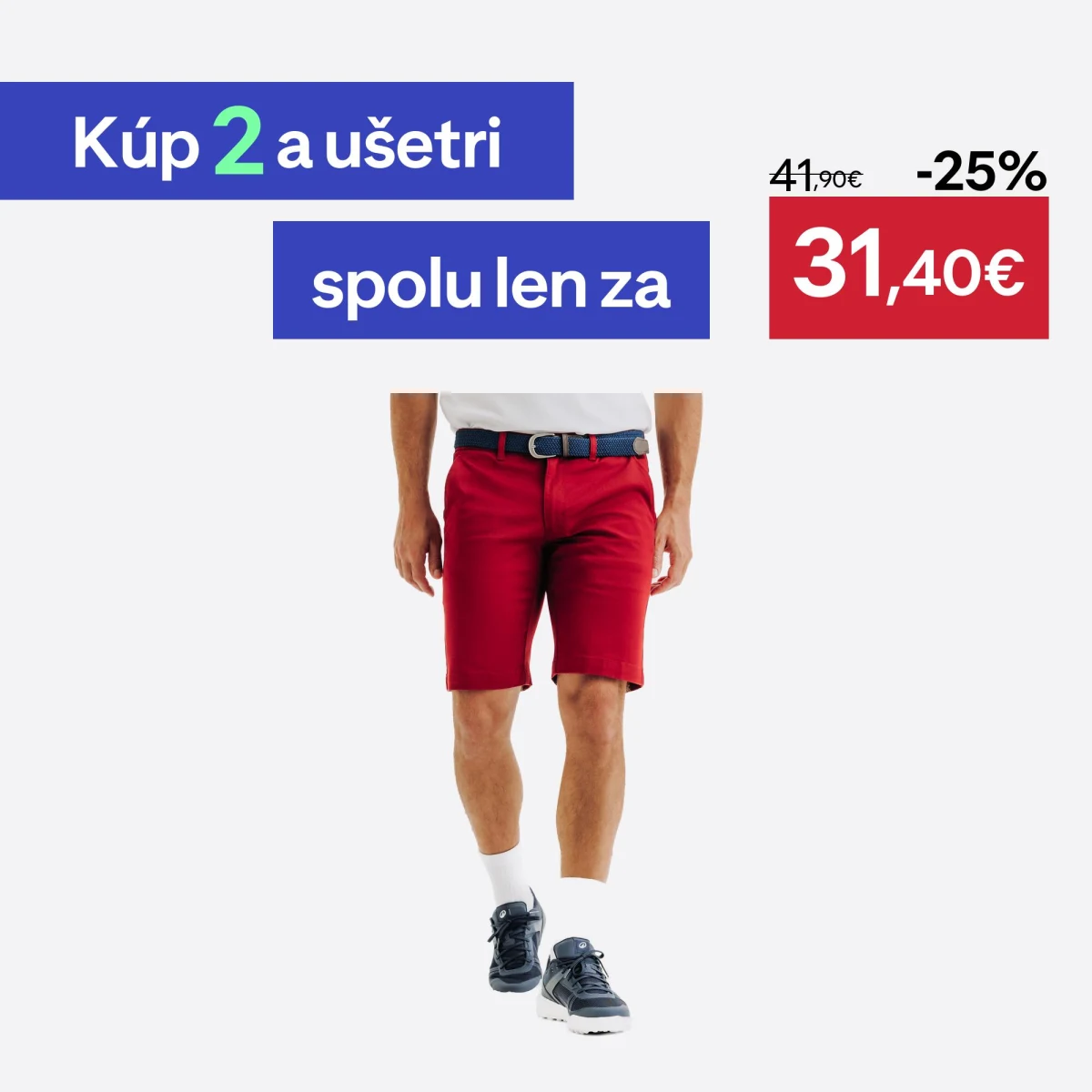 INESIS Pánske golfové chino šortky MW500 bavlnené bordové M · záber 1