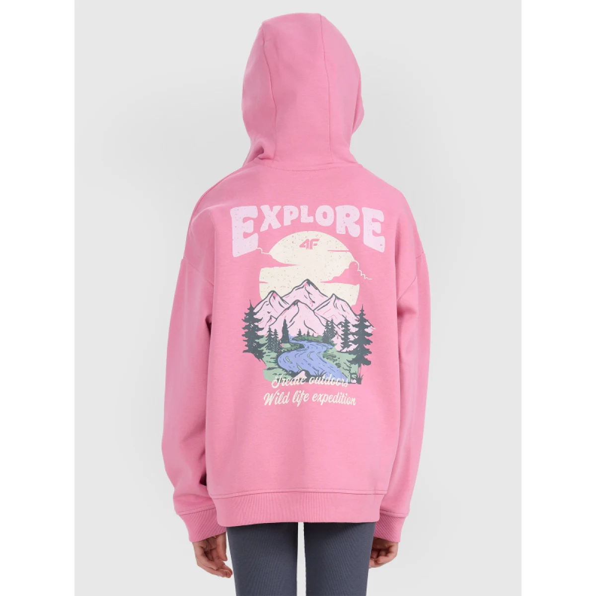 Dievčenská mikina so zipsom 4F JUNIOR SWEATSHIRT F2271-54S-PINK · záber 5