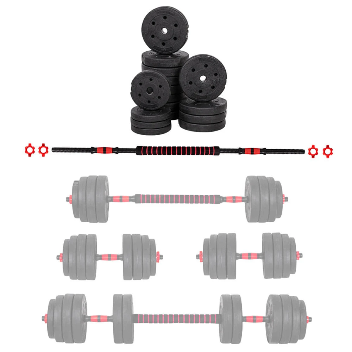 Cementový činkový set inSPORTline CEMBAR 40 3-40kg · záber 1