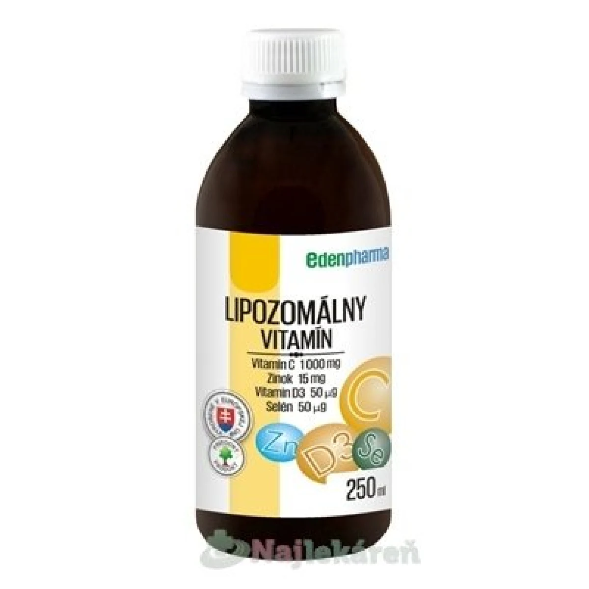 EdenPharma LIPOZOMÁLNY Vitamín C + Zn + D3 + Se 250 ml · záber 1
