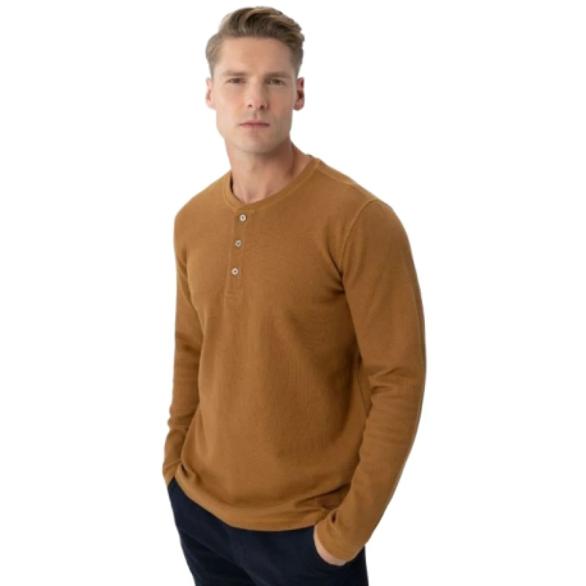 Pánske tričko s dlhým rukávom VOLCANO L-AZUX-102-BEIGE · záber 1