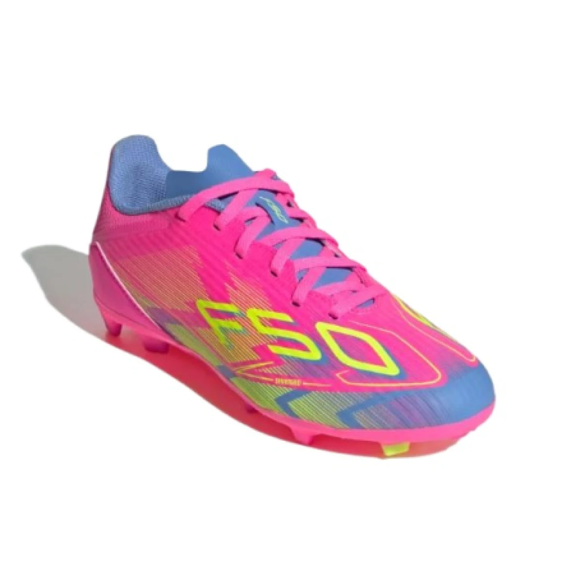 Chlapecké fotbalové kopačky outdoorové ADIDAS F50 League Jr FG MG lucid pink lucid lemon blue fusion · záber 1