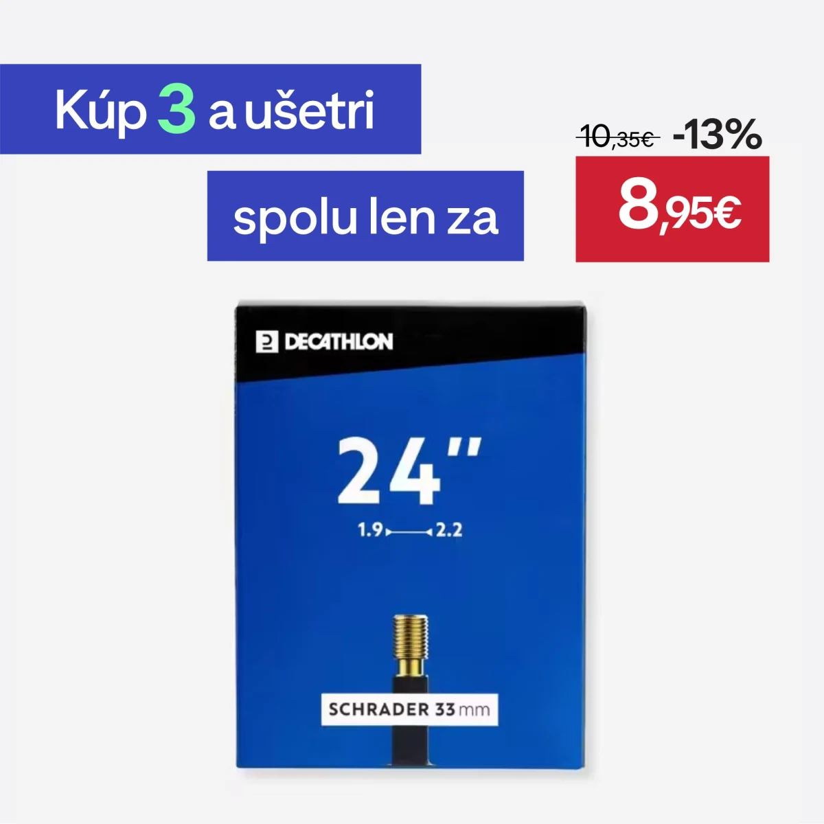 DECATHLON 24'' duša s profilom 1,9 až 2,2 s ventilom Schrader bez · záber 1