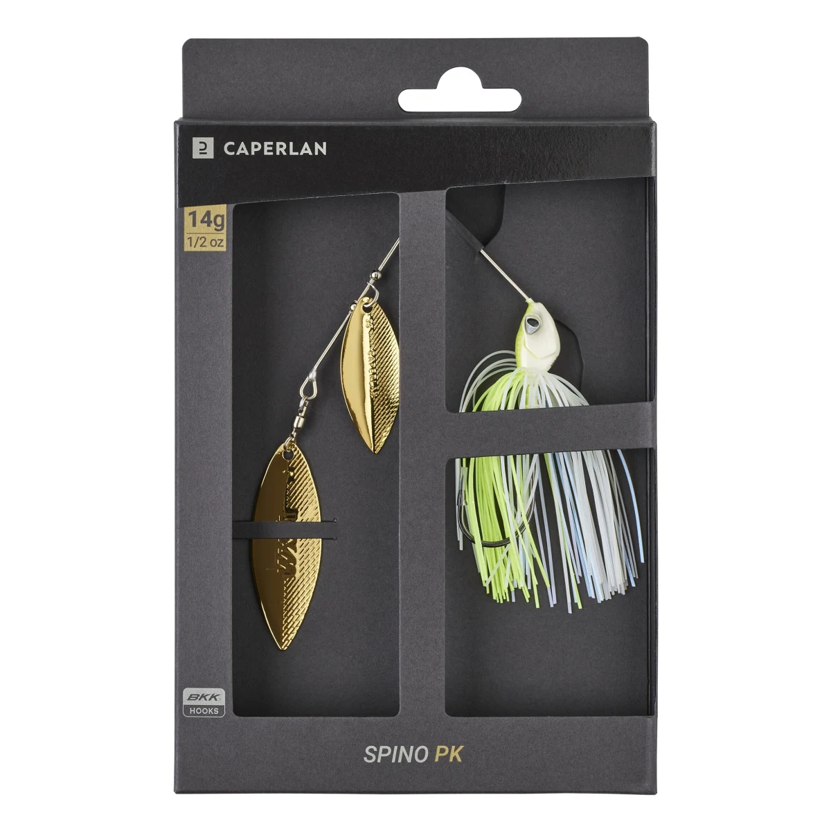 CAPERLAN Nástraha Spinnerbait Spino PK 14 g biela/žltozelená bez · záber 2