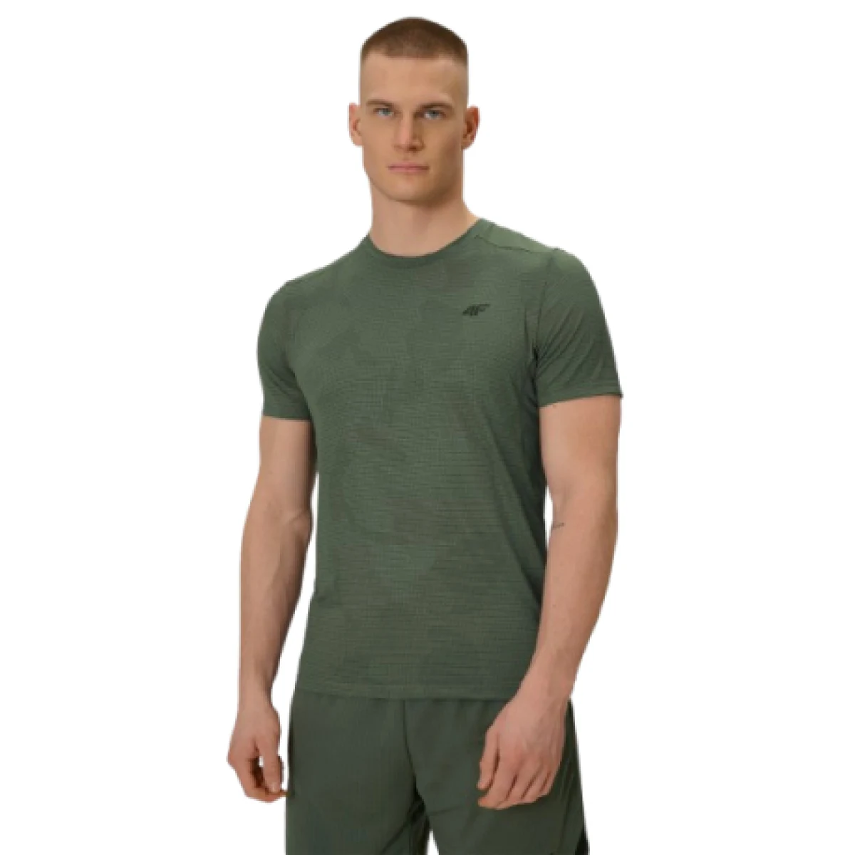Pánské běžecké tričko s krátkým rukávem 4F TSHIRT FNK M1778-43A-KHAKI ALLOVER · záber 1