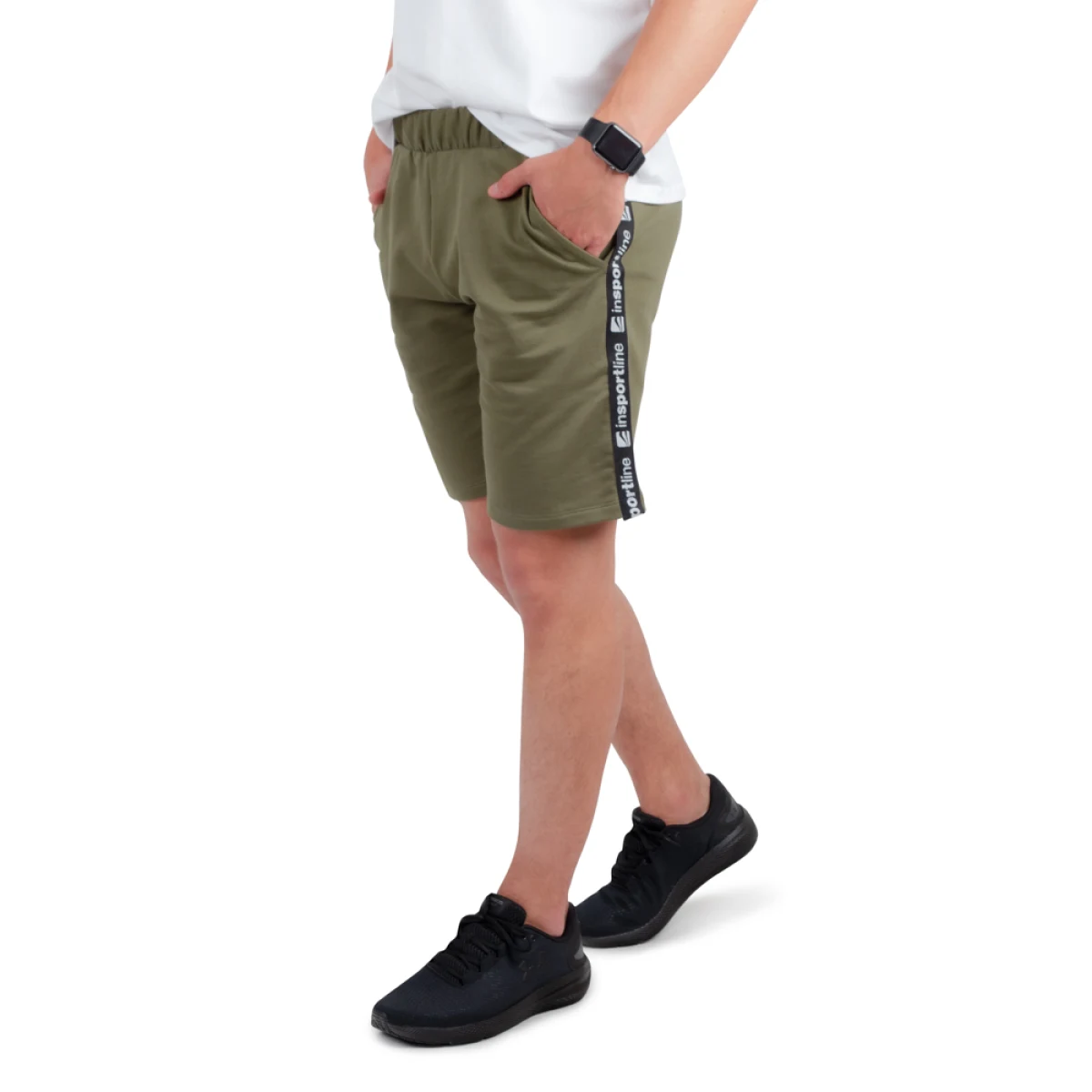 Pánske teplákové kraťasy inSPORTline Easystrap Farba khaki, · záber 5