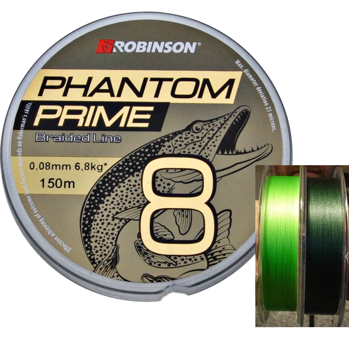 ROBINSON Phantom Prime X8 svetlo zelená priemer 0,10 mm, nosnosť 9,5 kg · záber 1