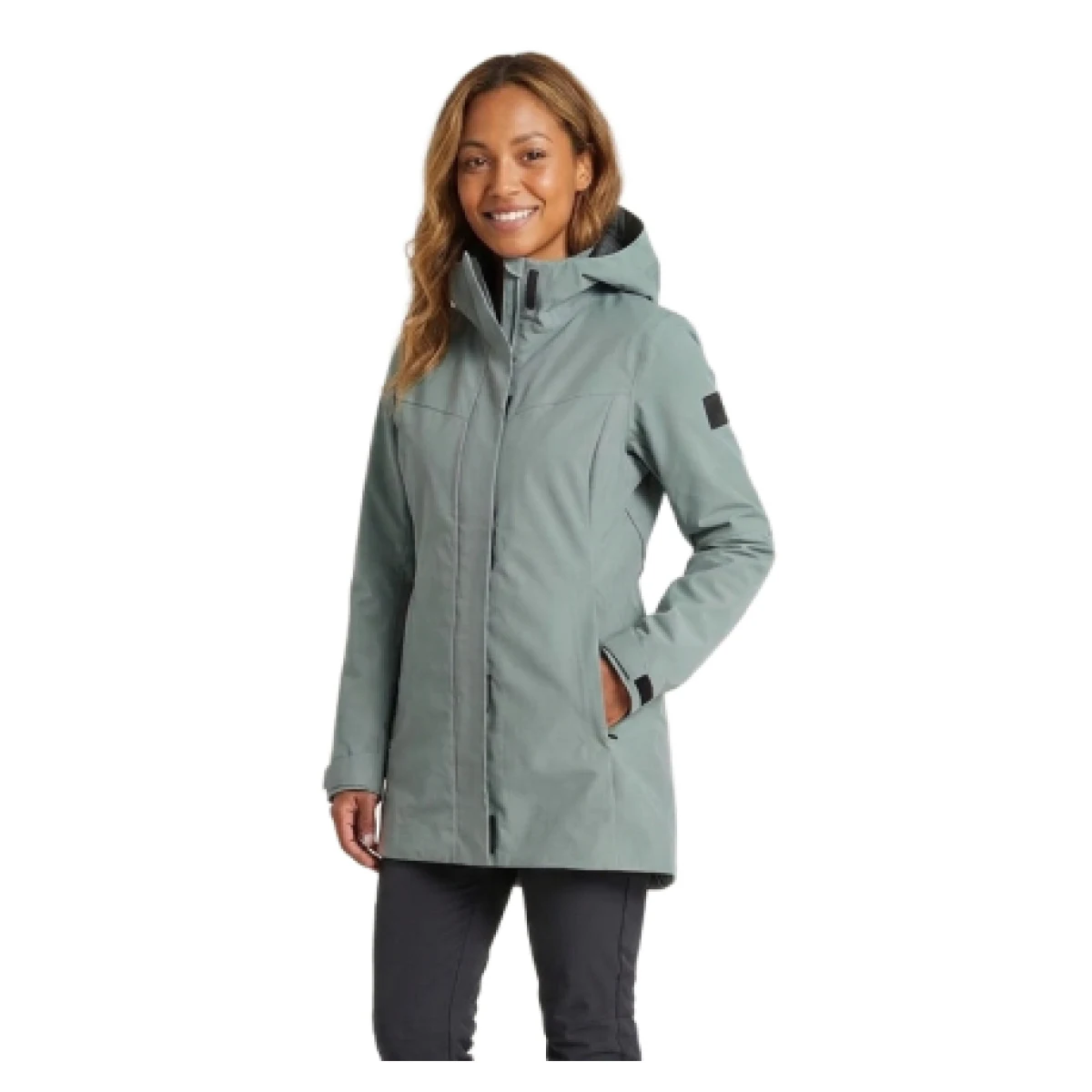 Dámska turistická softshellová bunda s kapucňou NORTHFINDER YULIANA-263greengrey · záber 1