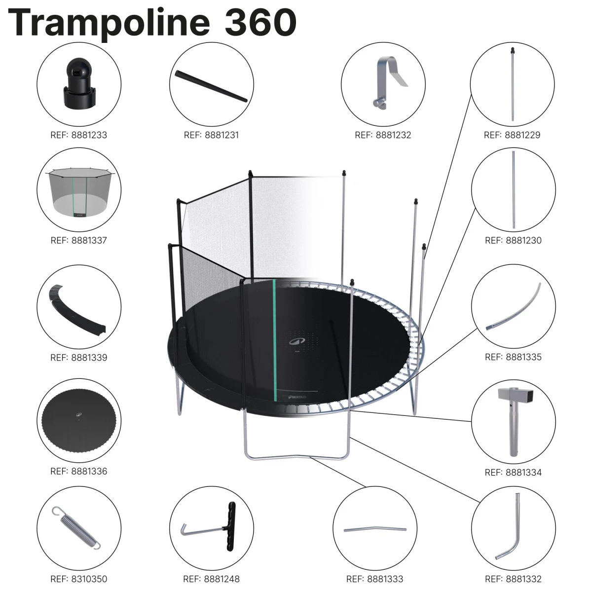 DOMYOS Trampolína 360 dolná časť nôh do L bez · záber 2