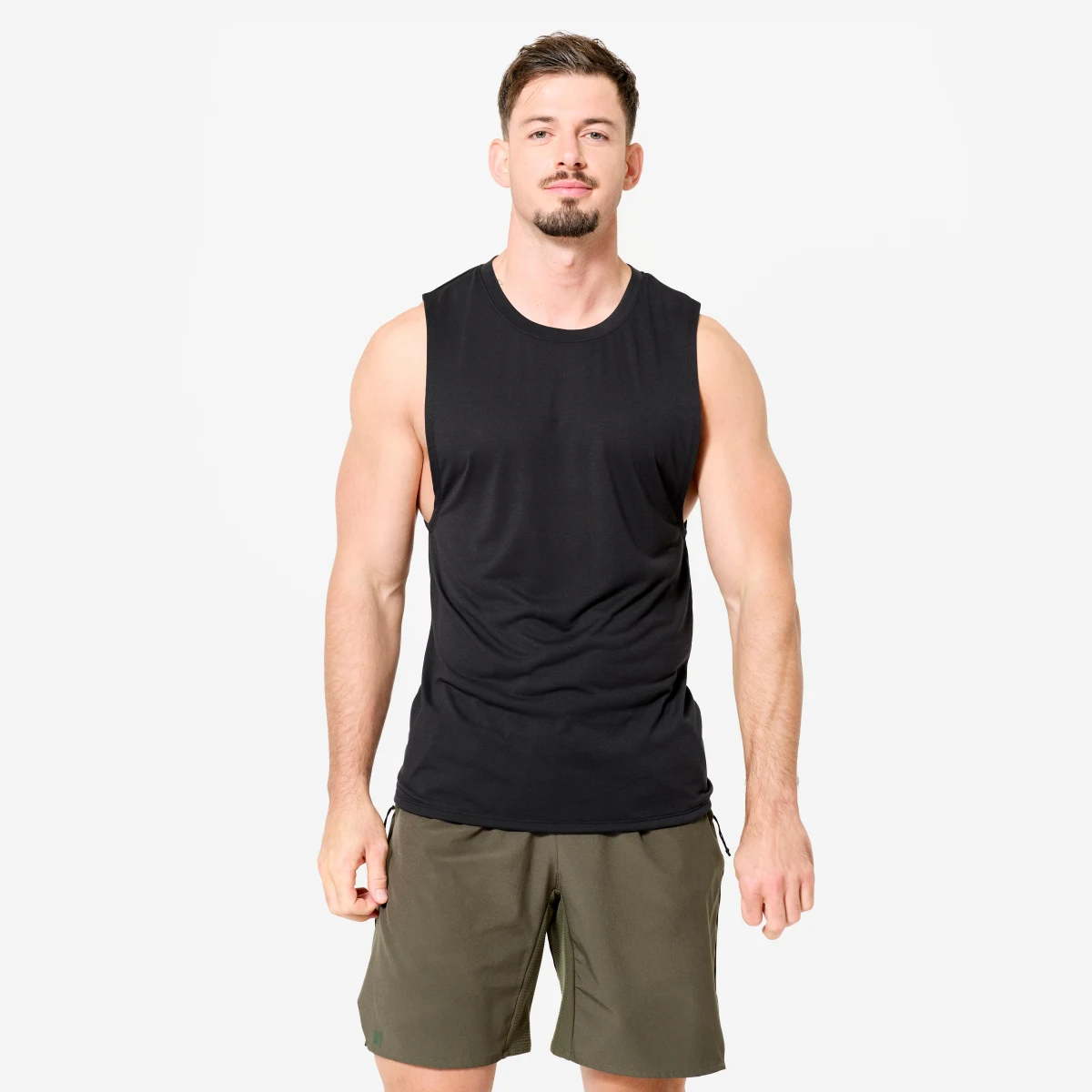 DOMYOS Pánske fitness tielko priedušné s okrúhlym výstrihom čierne L · záber 1