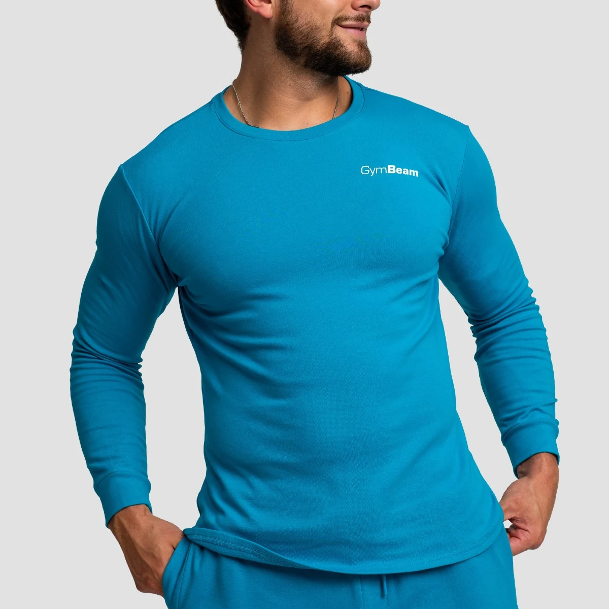 GymBeam Limitless Sweatshirt Aquamarine - Veličina: XXL | Boja: Plava | Težina: 0,366 g · záber 2