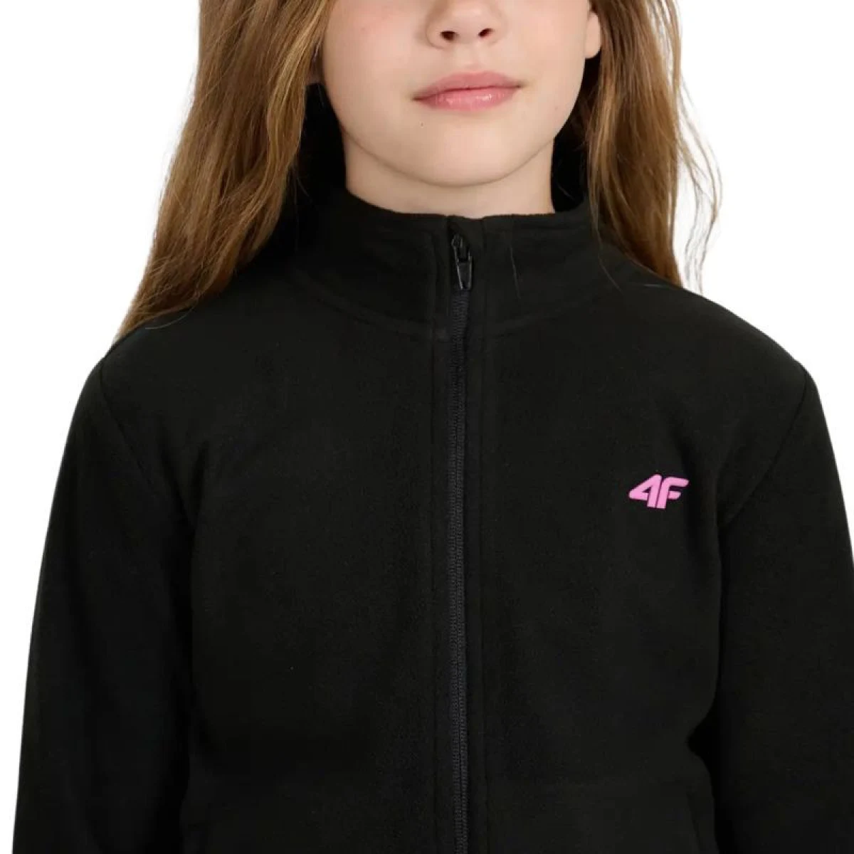 Dívčí fleecová mikina se zipem 4F JUNIOR FLEECE F346-4FJWAW25TFLEF346-20S-DEEP BLACK · záber 2