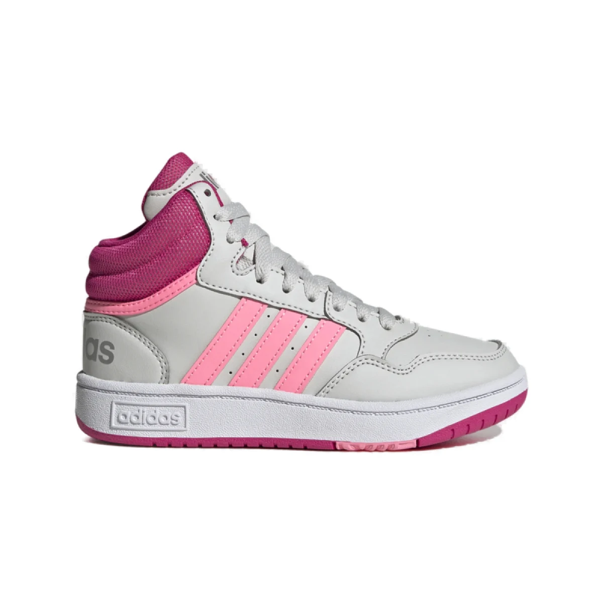 Dívčí rekreační obuv ADIDAS Hoops 3.0 Mid K grey one beam pink team real magenta · záber 2