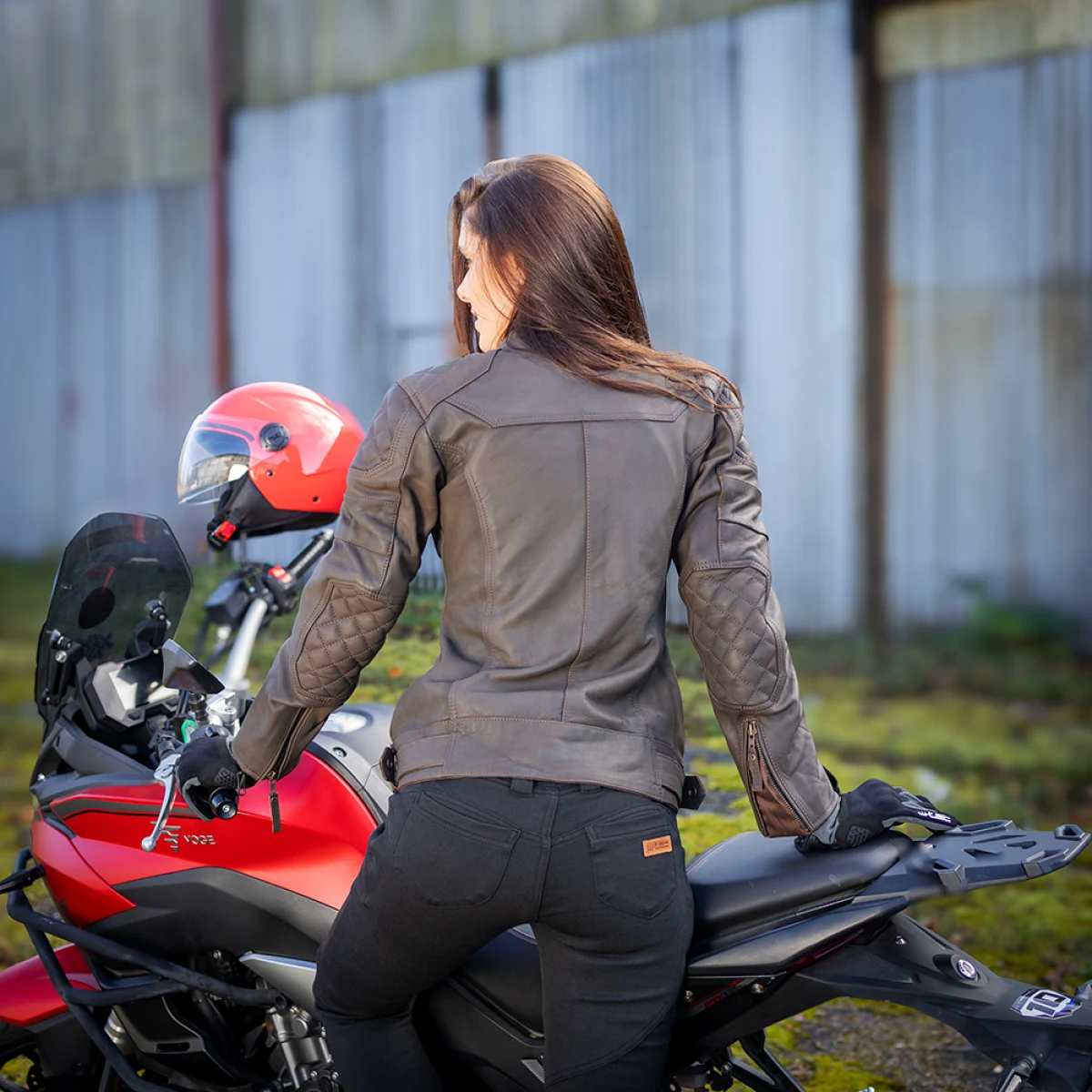 Dámská kožená moto bunda W-TEC Kaika Farba hnedá, · záber 4