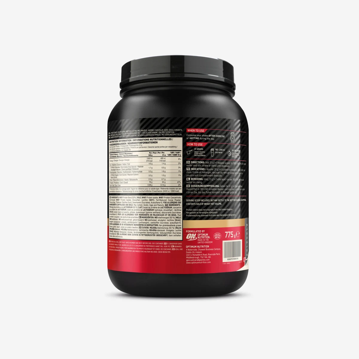 Optimum Nutrition 100 Whey Gold Standard dvojitá bohatá čokoláda · záber 4