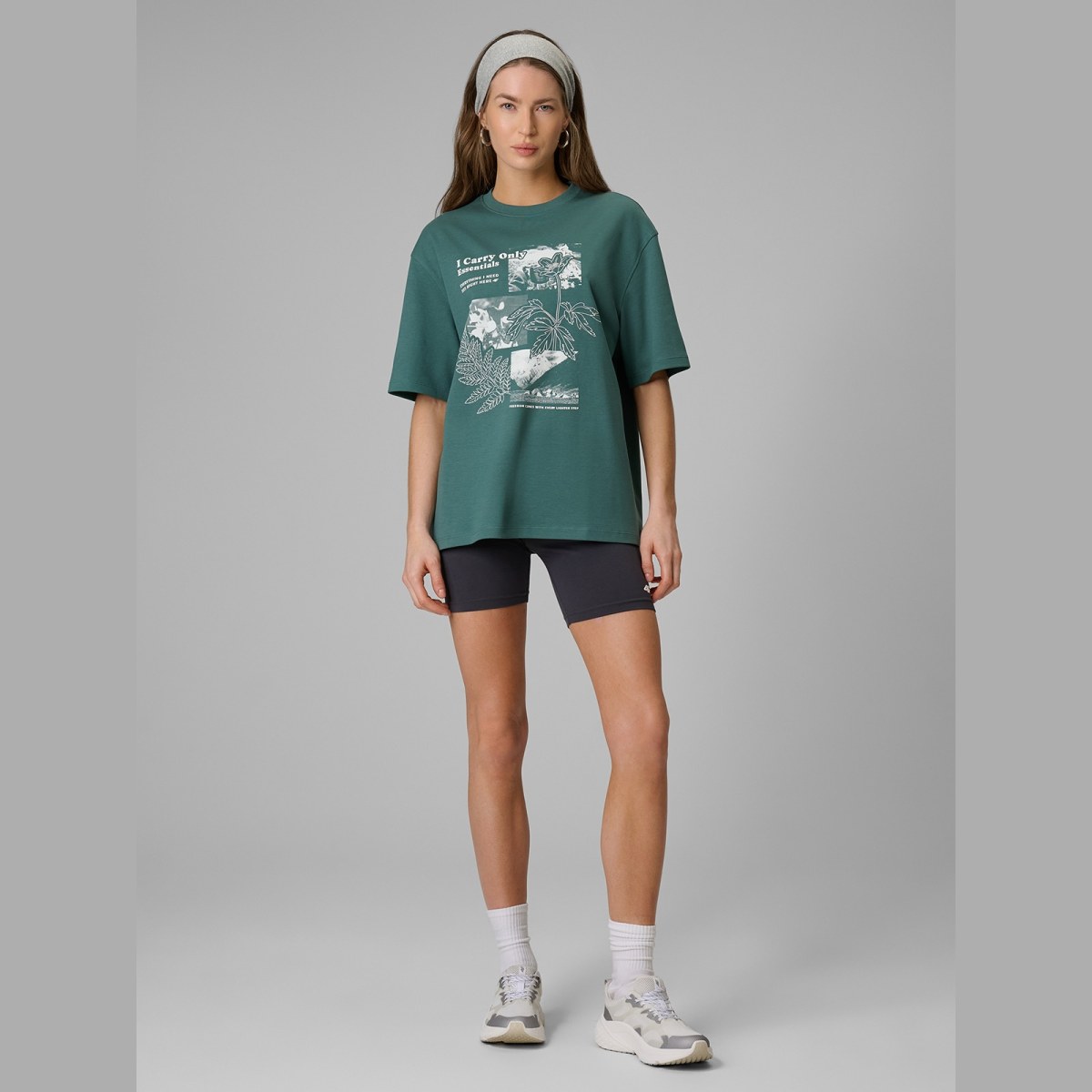 T-shirt loose s potlačou dámsky - tyrkysový · záber 2