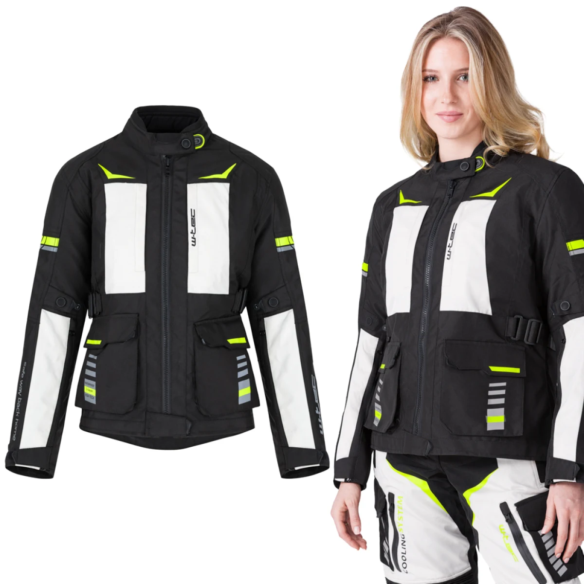 Dámska moto bunda W-TEC Warao Lady Farba čierna-fluo, · záber 1