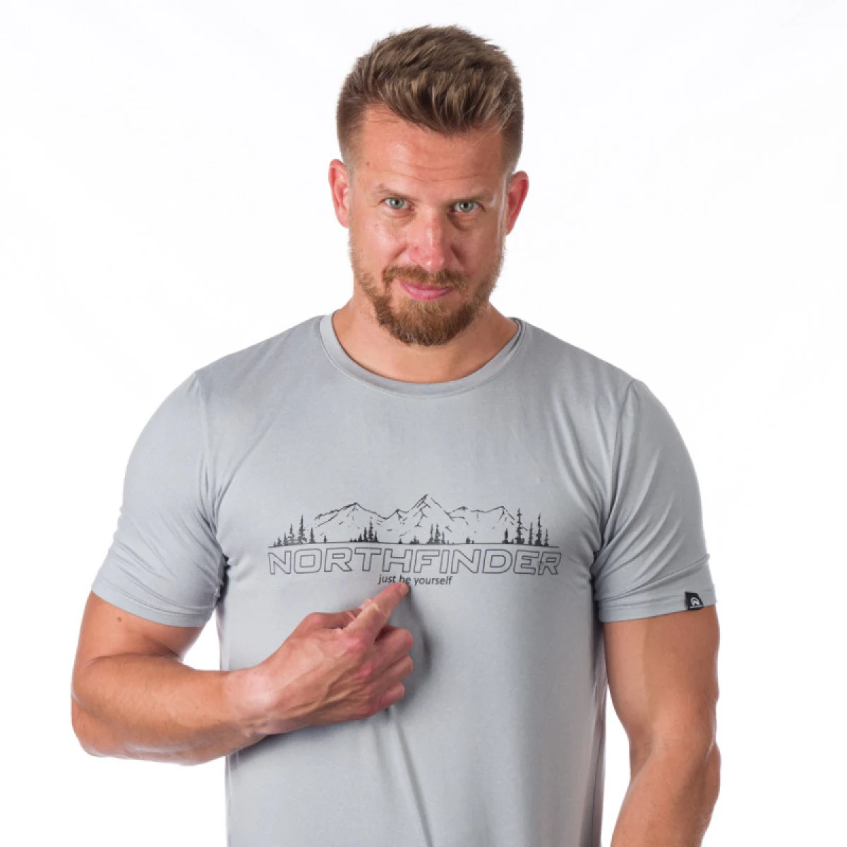 Pánské turistické tričko s krátkým rukávem NORTHFINDER JOHNATHAN-320-greymelange · záber 5