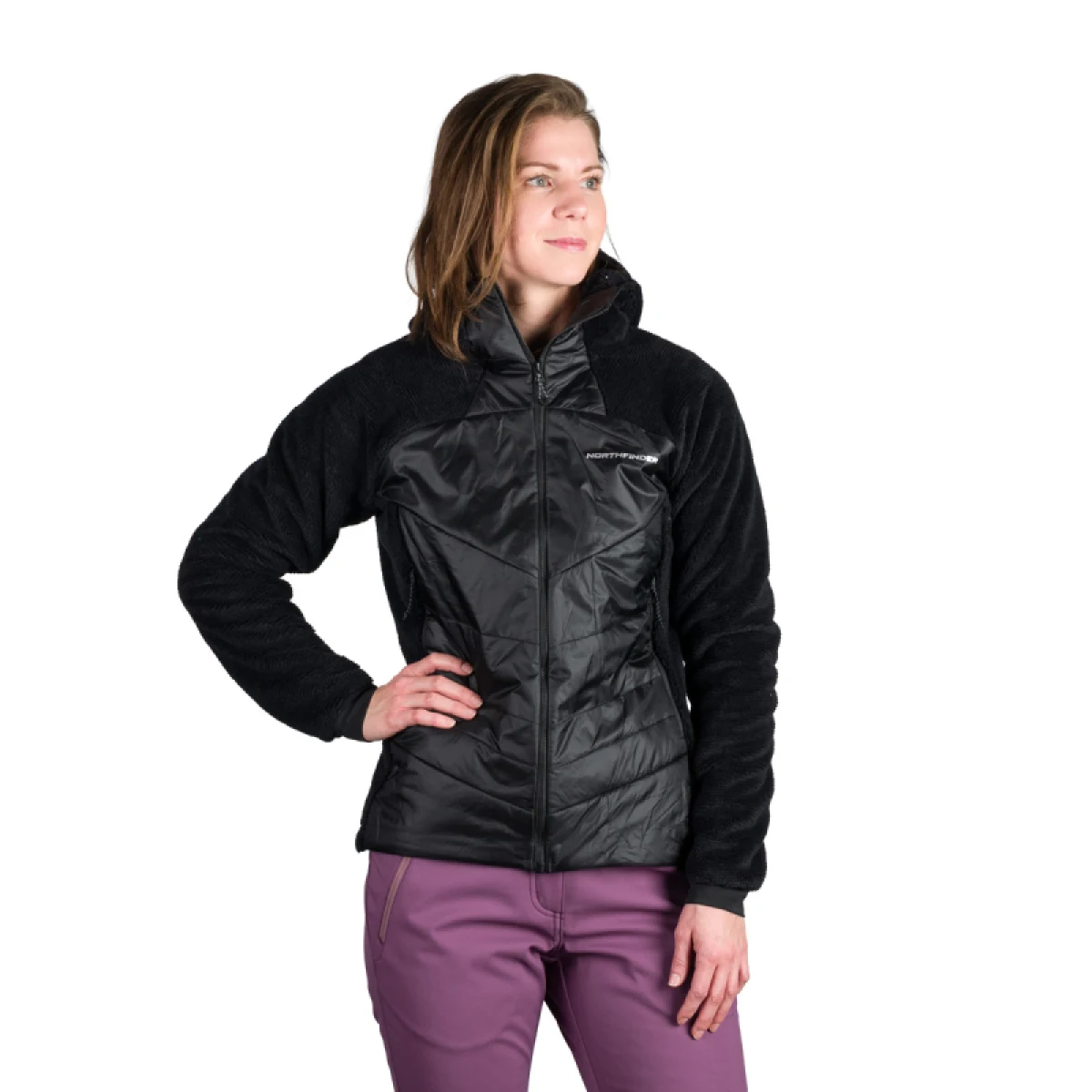 Dámska zateplená turistická mikina so zipsom NORTHFINDER TAMMI-270blackblack · záber 3
