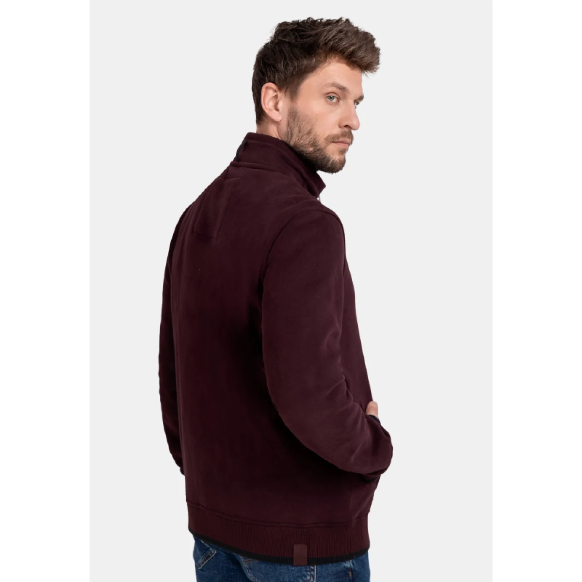 Pánska mikina so zipsom VOLCANO B-LED-403-BURGUNDY · záber 3