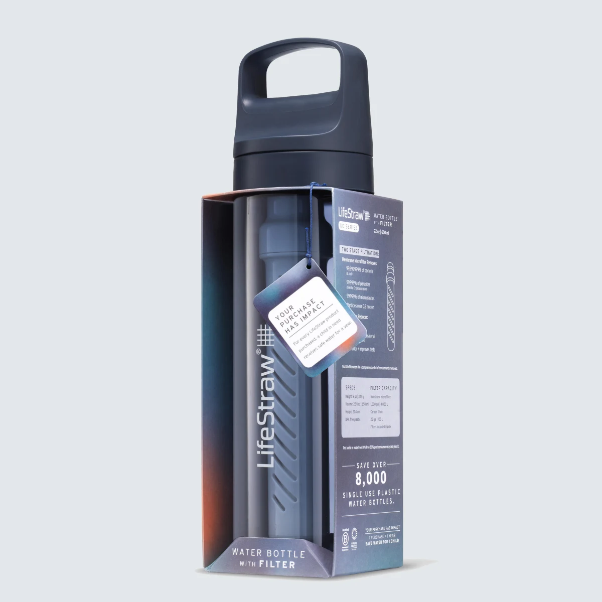 LIFESTRAW Fľaša na filtrovanie vody 0,65 l Lifestraw Go modrá bez · záber 2