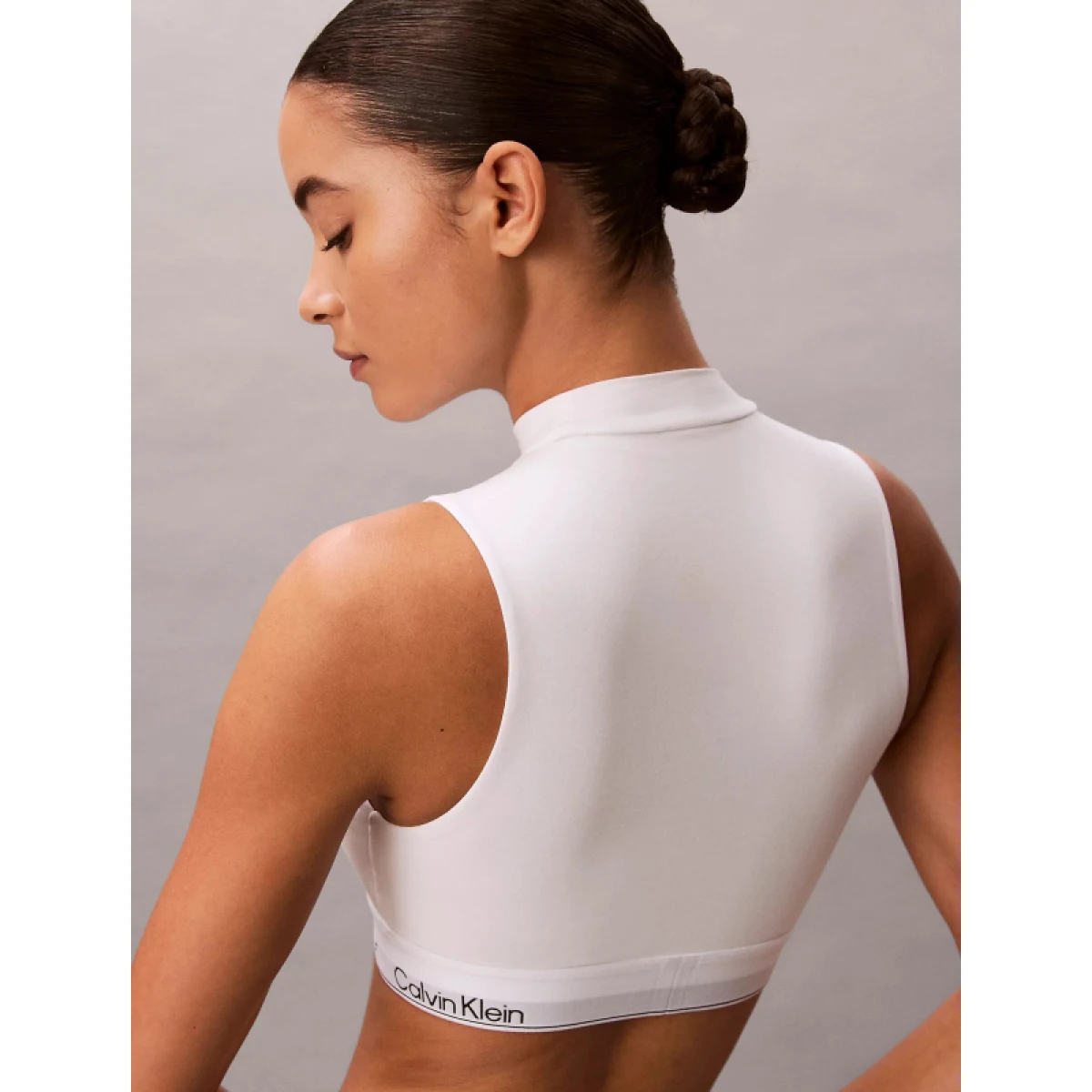 Dámsky top s podprsenkou CALVIN KLEIN Lightly Lined Mockneck Bralette Icon Cotton Modal black · záber 4