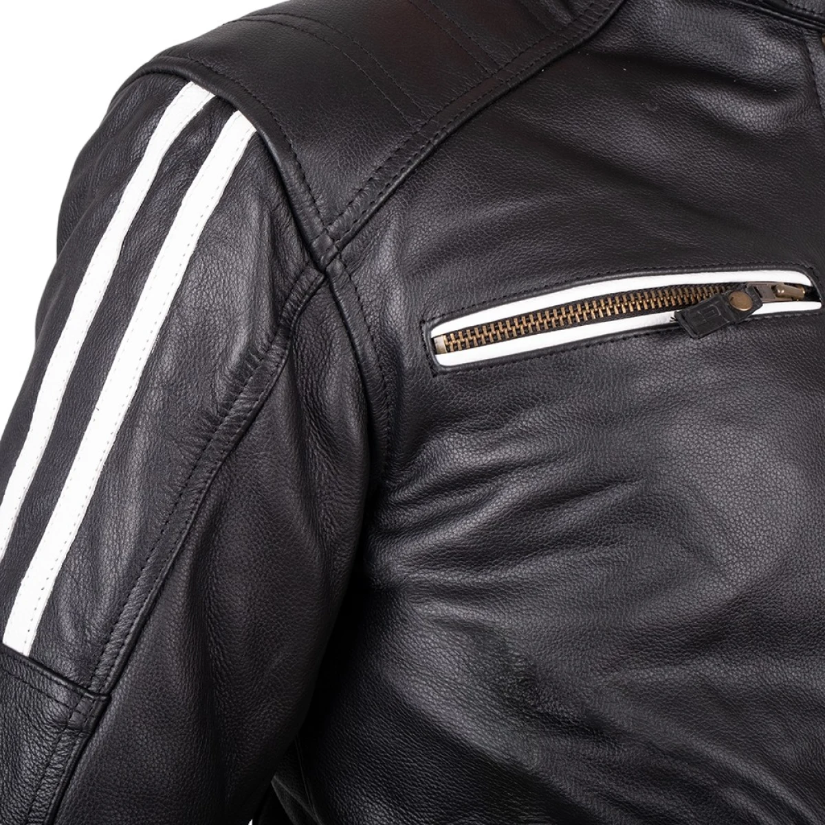Kožená moto bunda W-TEC Helsin Farba čierno-biela, · záber 4
