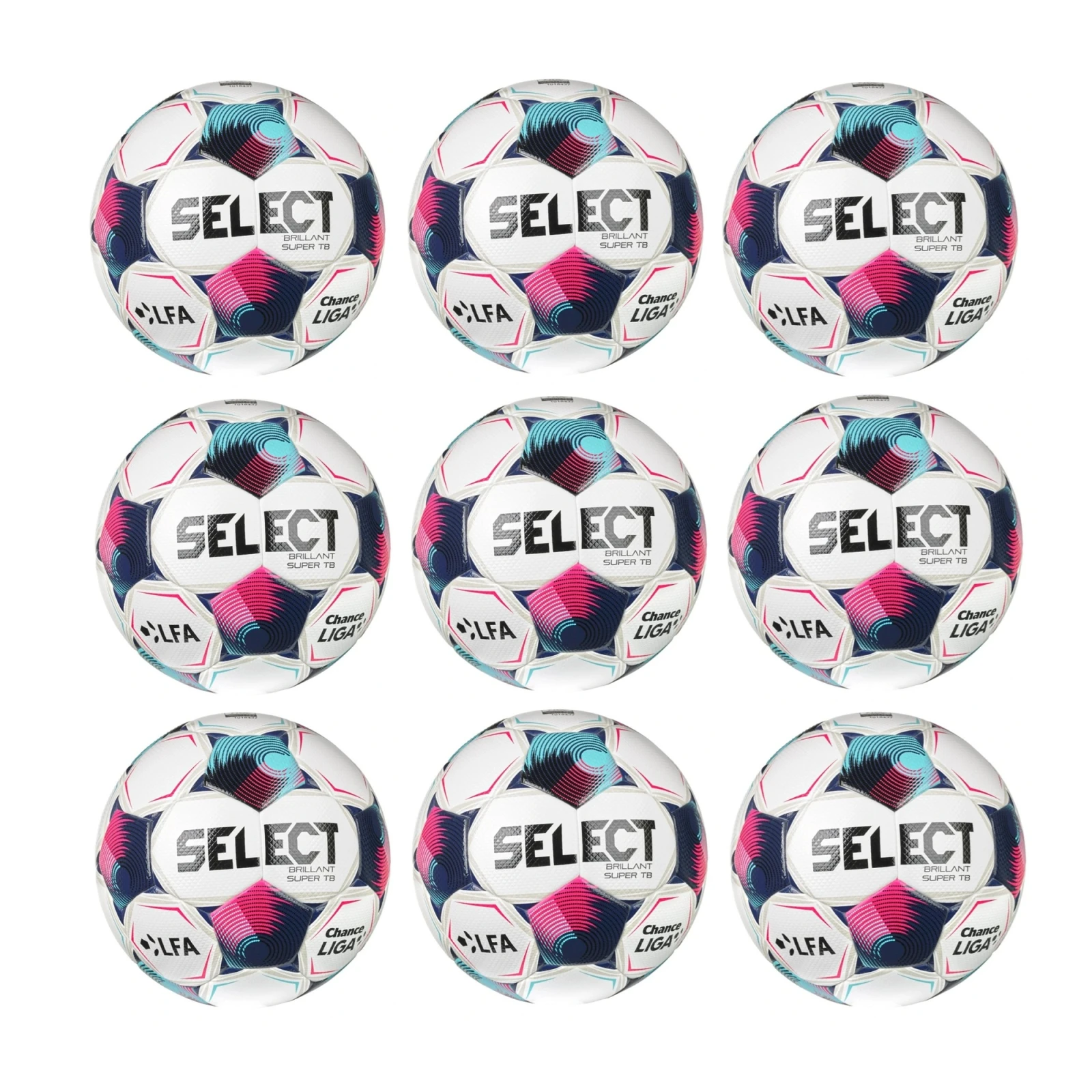 Výhodný set - 9x Futbalová lopta SELECT FB Brillant Super TB CZ Chance Liga 2026/27 5 bielo-ružová · záber 1