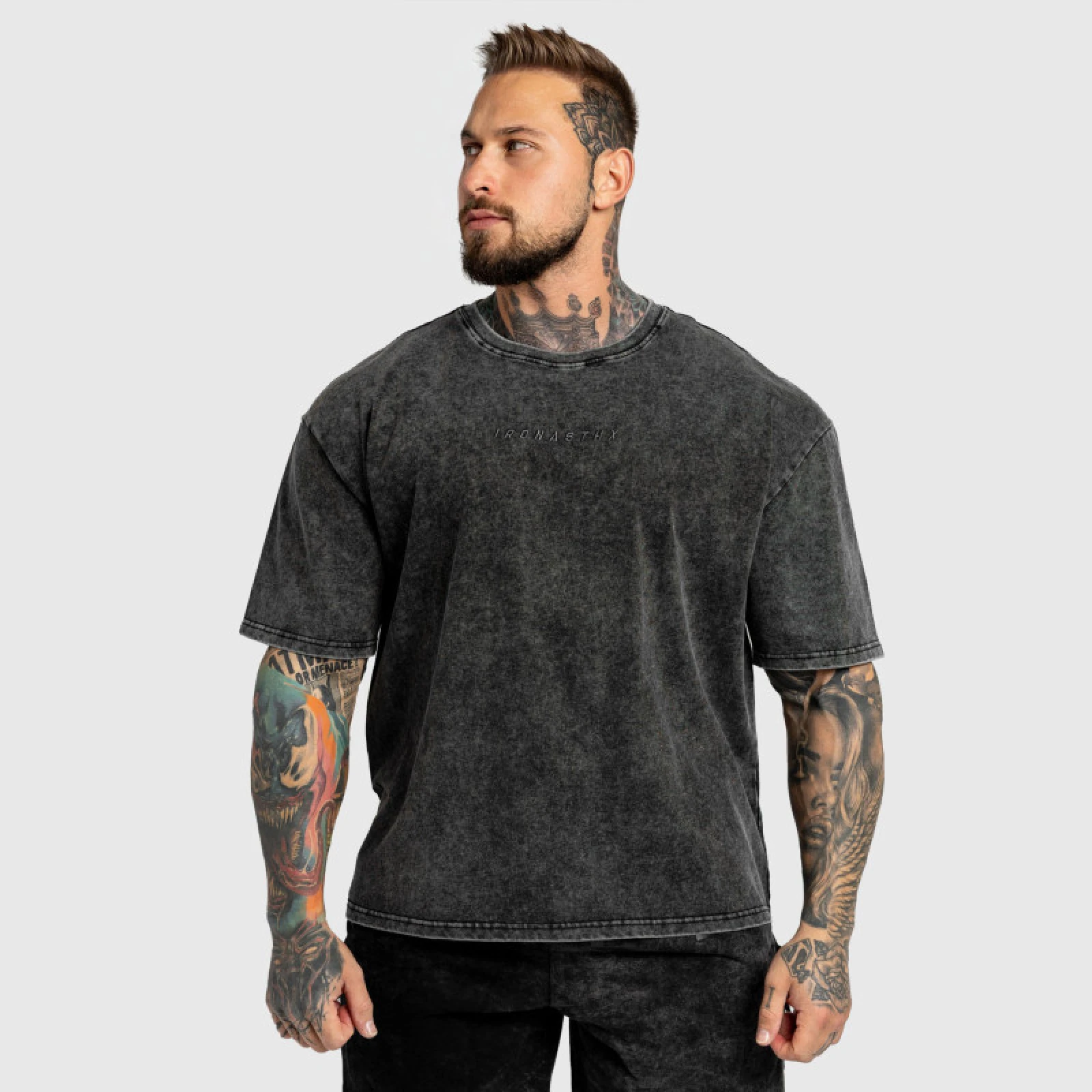 Oversized tričko Iron Aesthetics Heritage, washed black · záber 5