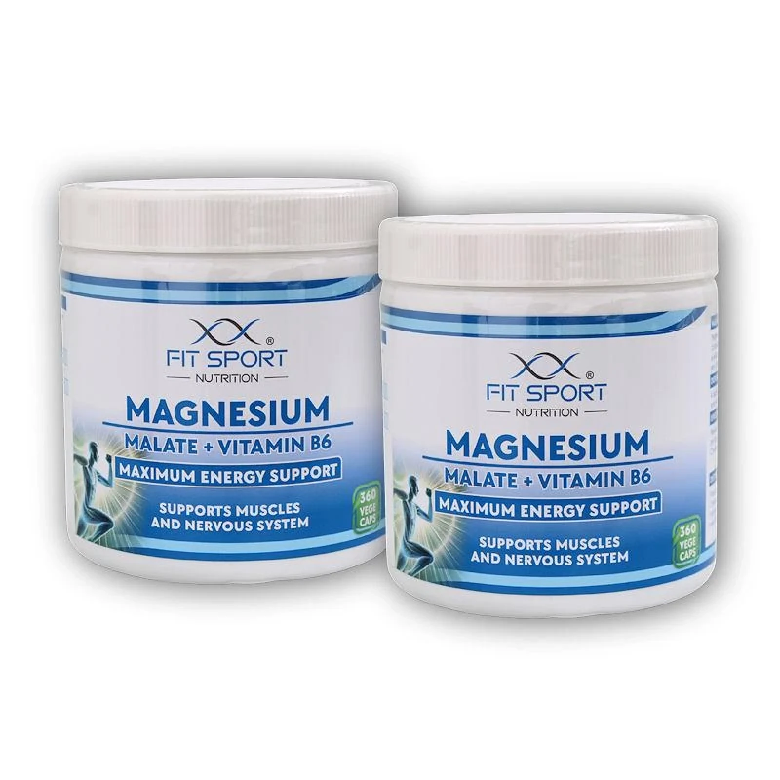 FitSport Nutrition 2x Magnesium Malate + Vitamin B6 360 vege caps - Energy Magnesium - Hořčík Malát · záber 1