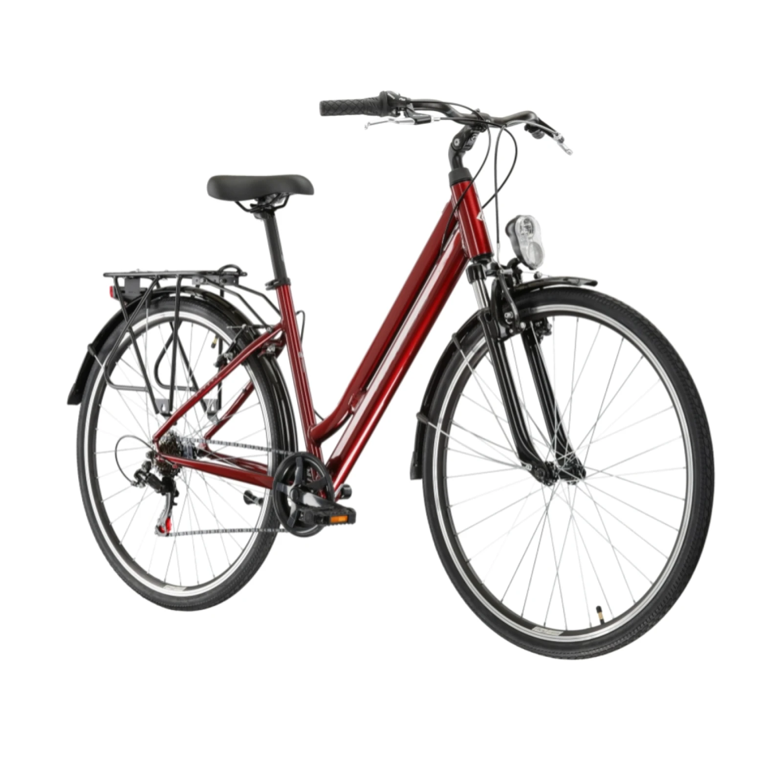 Kross Sentio 1.0 28" - model 2025 rubín / šedá / lesk - S (18", 158-170 cm) · záber 1