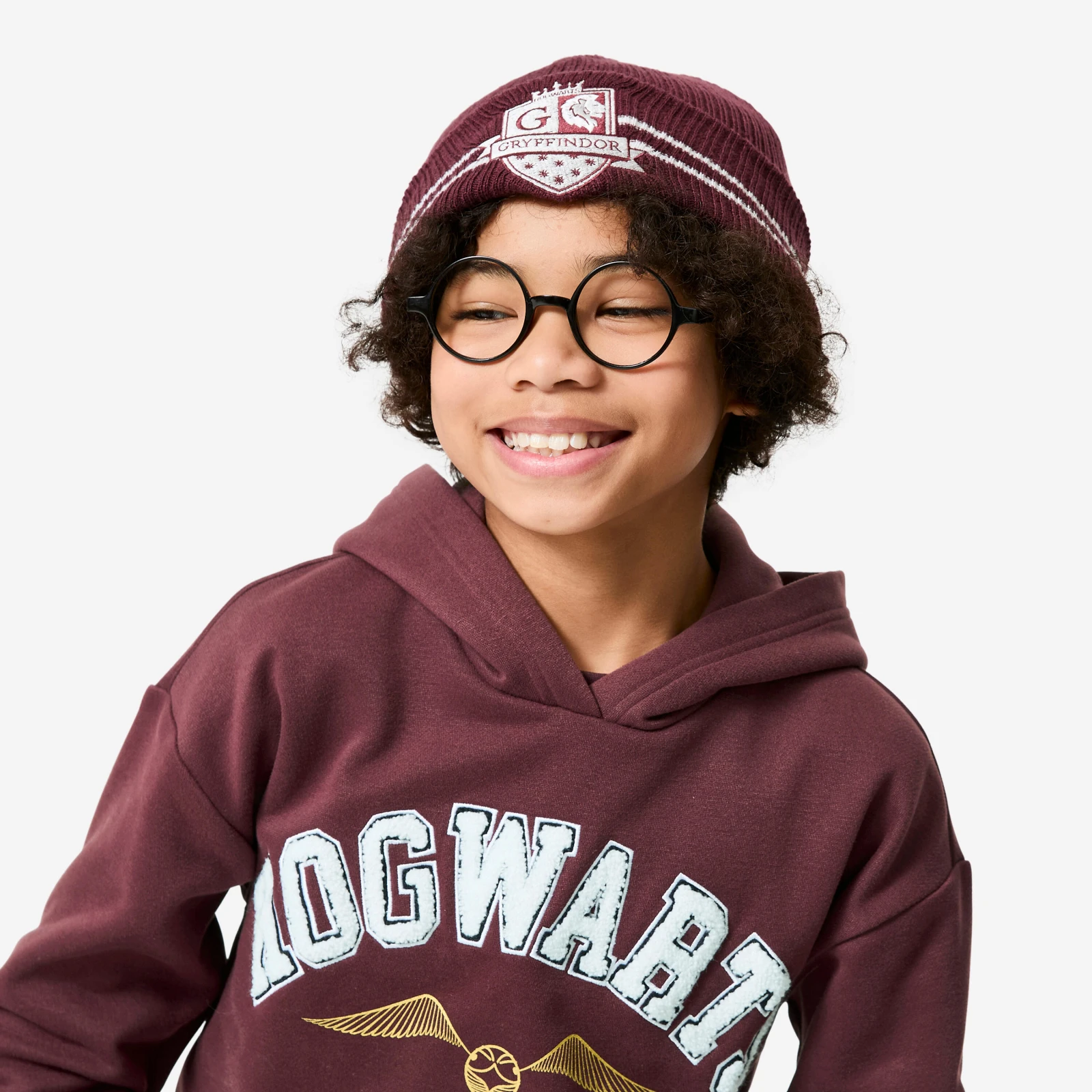 DOMYOS Detská úpletová čiapka Harry Potter bordová bez · záber 2