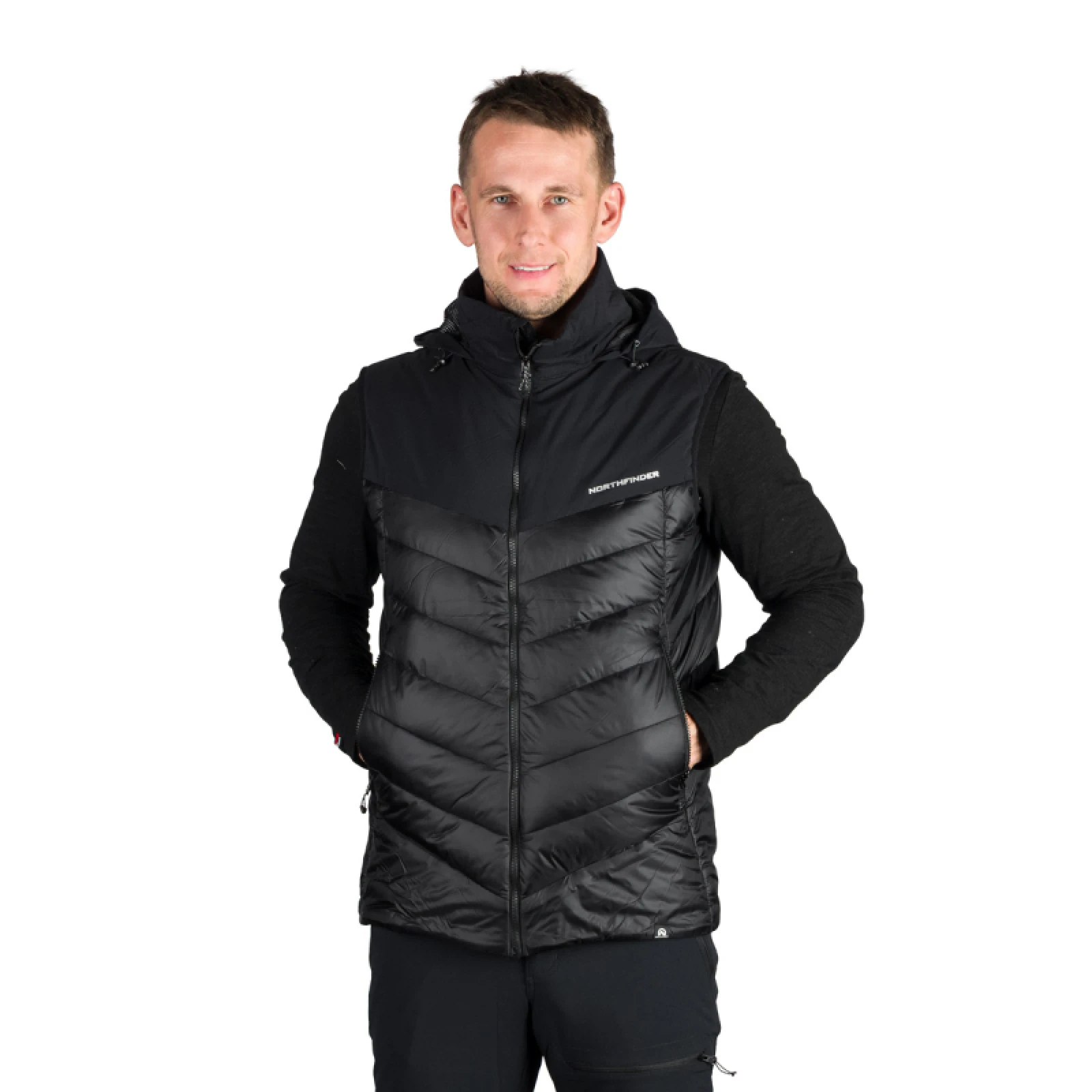 Pánska turistická vesta s kapucňou NORTHFINDER JEDRICK-270blackblack · záber 2