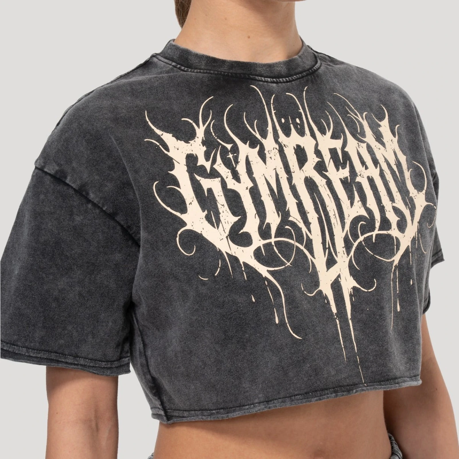 Дамска къса тениска Abyss Charcoal - GymBeam - Размер: XS | Тегло: 0,1301 g | Опаковка: 125 · záber 2