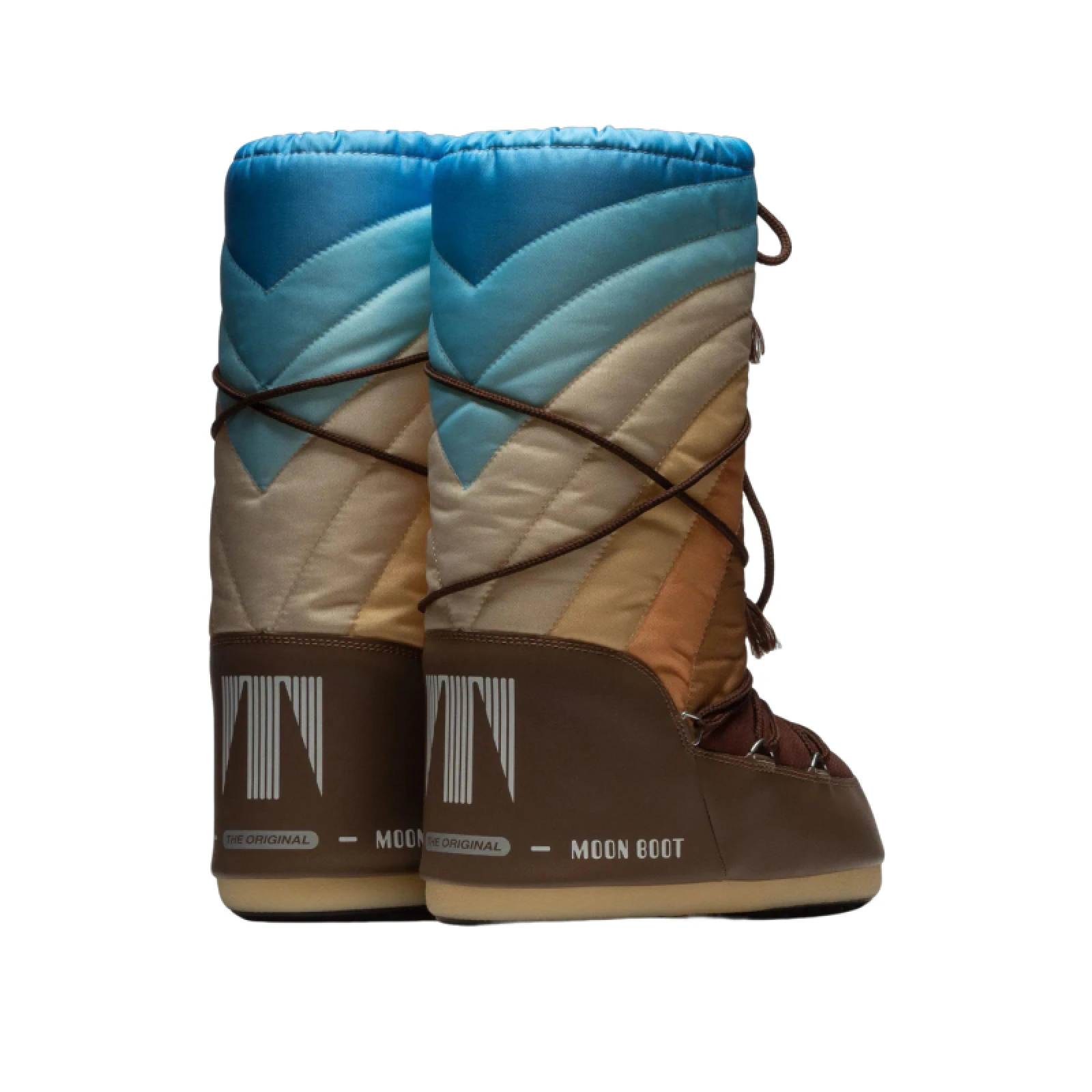 Dámske vysoké zimné topánky MOON BOOT ICON RAINBOW, 001 shitake brown-blue - Farba: modrá | Pohlavie: Zeny · záber 4