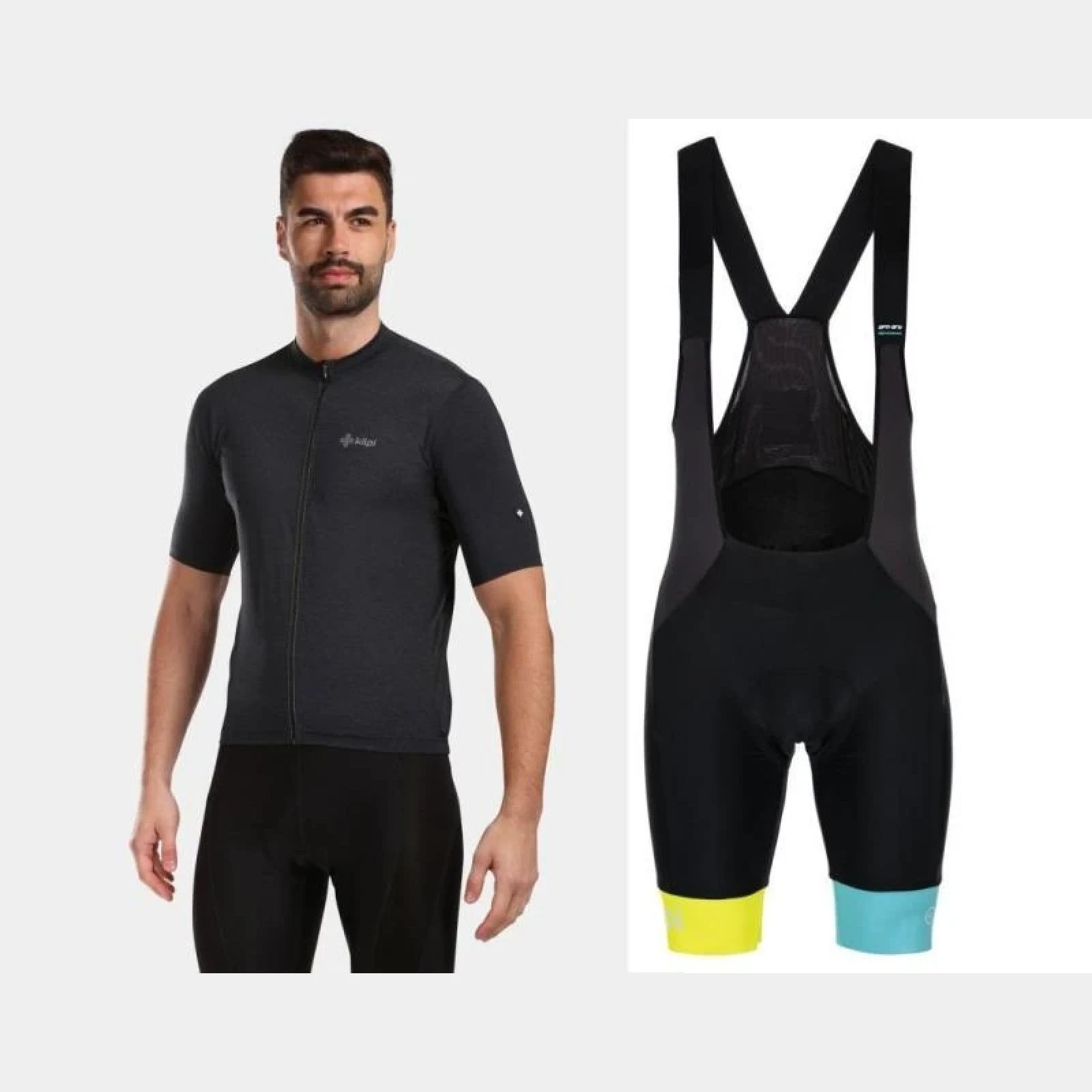 KILPI CAVALET-M Černý cyklistický dres + Kilpi MURIA-M modré cyklistické kraťasy · záber 1