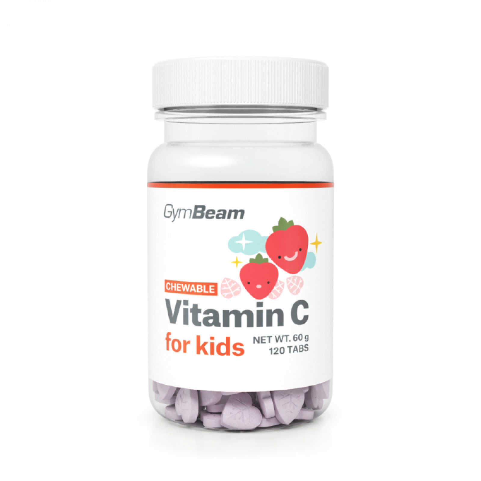 GymBeam Vitamín C, tablety na cmúľanie pre deti jahoda · záber 1