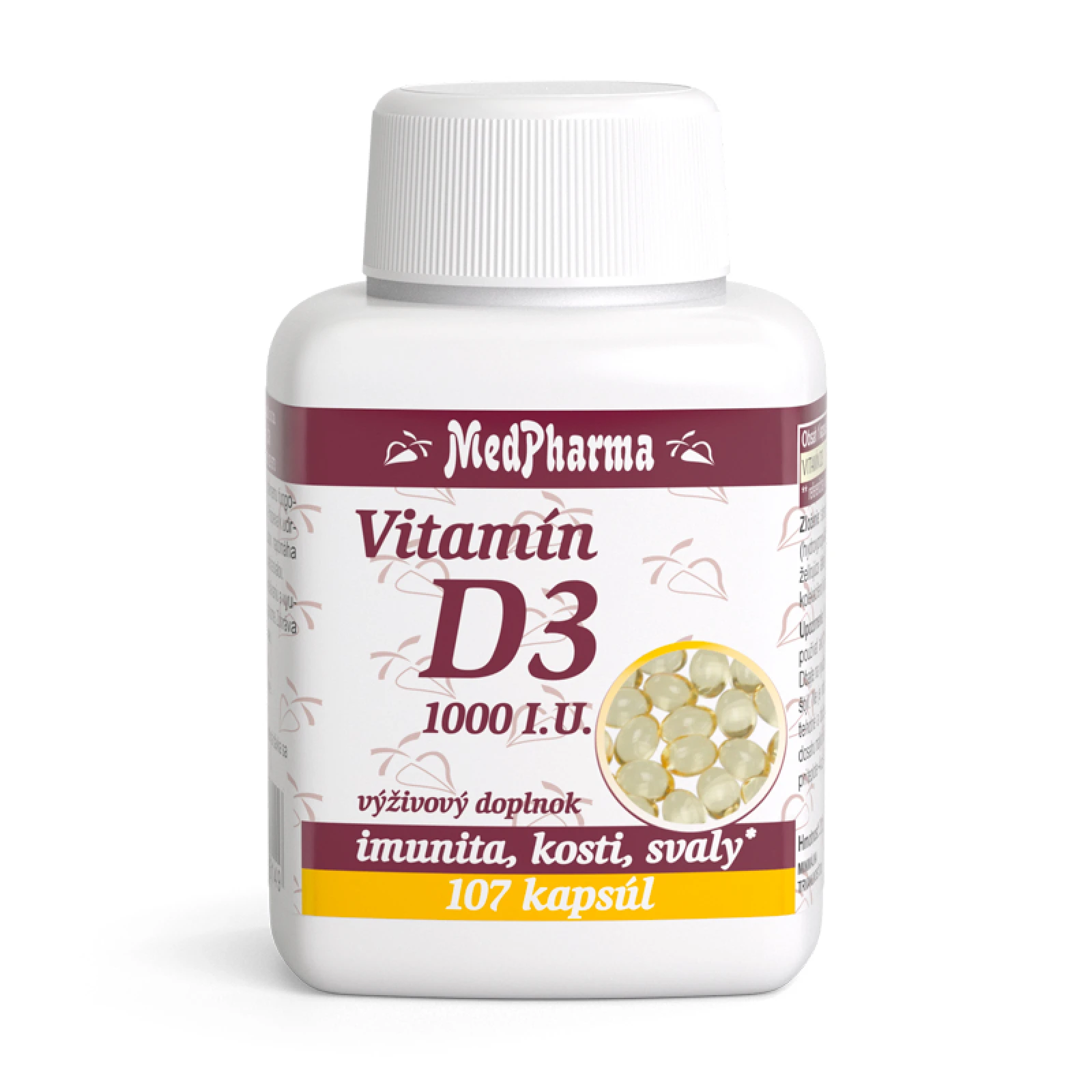 MEDPHARMA Vitamín D3 1000 i.u. 107 kapsúl · záber 1