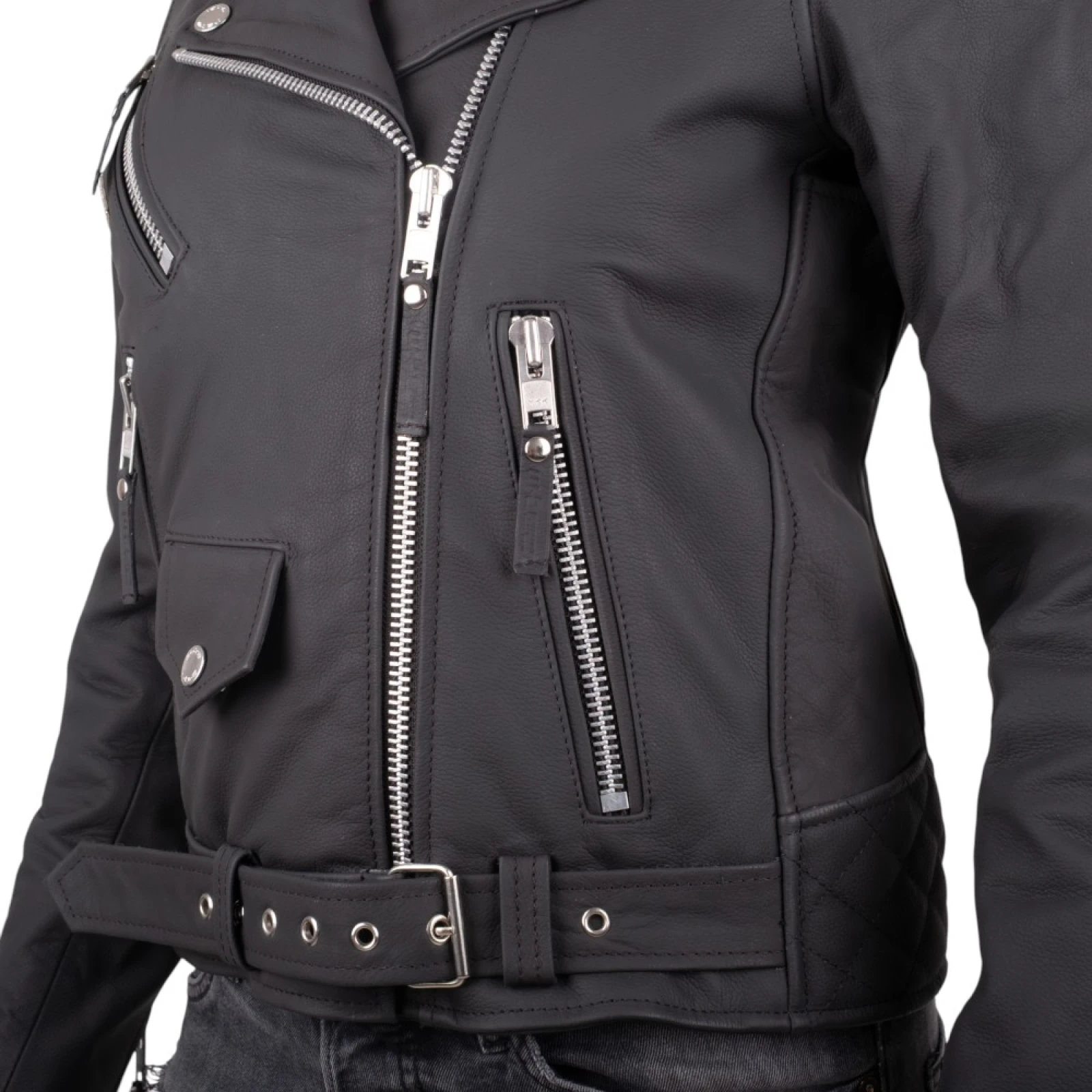 Dámska kožená moto bunda W-TEC Brinea Farba matne čierna, · záber 6