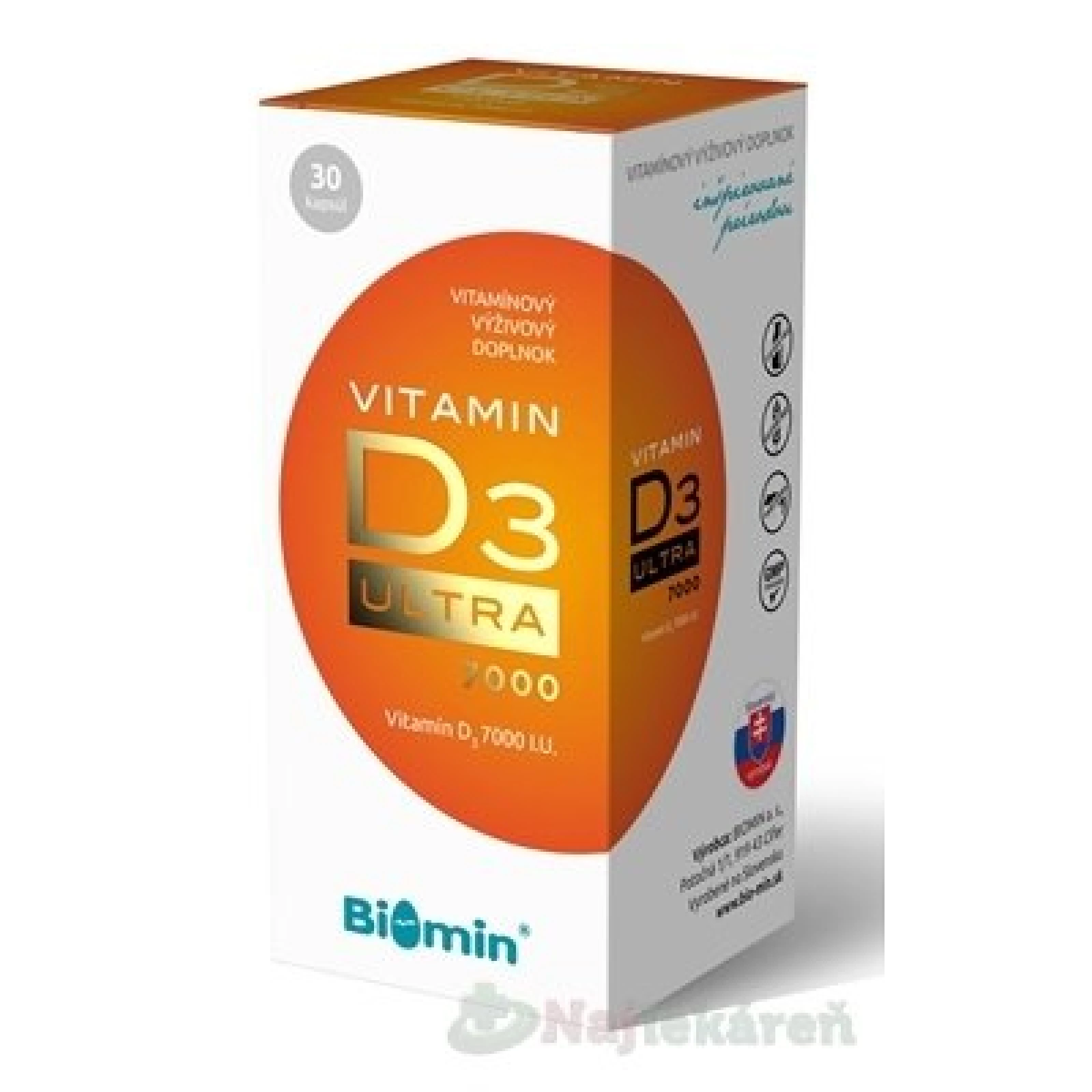 BIOMIN Vitamín D3 ultra 7000 I.U. 30 kapsúl · záber 2