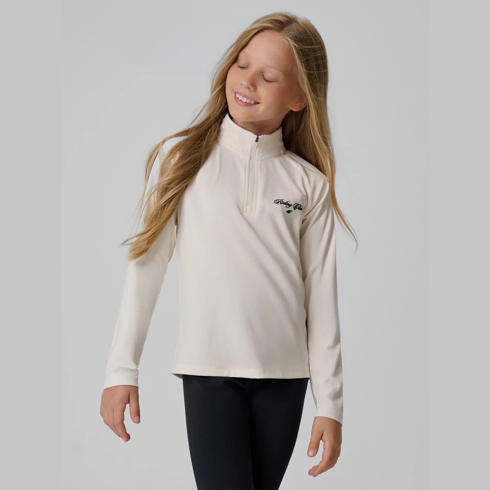 Longsleeve slim s potlačou dievčenský - krémový · záber 1