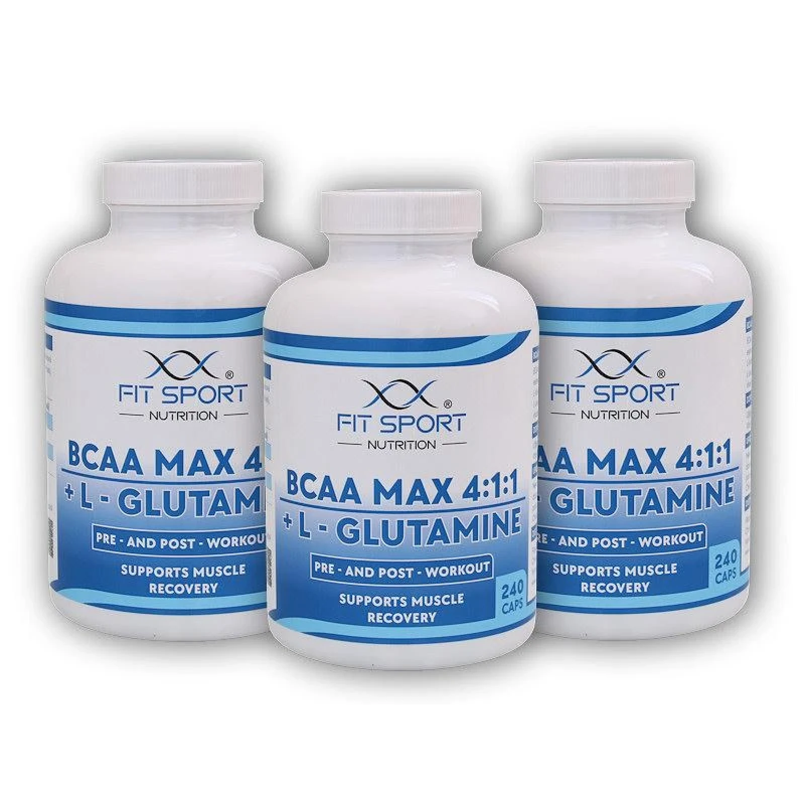 FitSport Nutrition 3x BCAA MAX 4:1:1 + L-Glutamine 240caps · záber 1