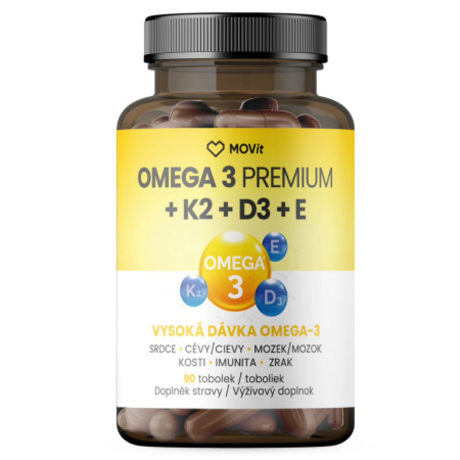 MOVIT Omega 3 + K2 + D3 + E premium 90 kapsúl · záber 1