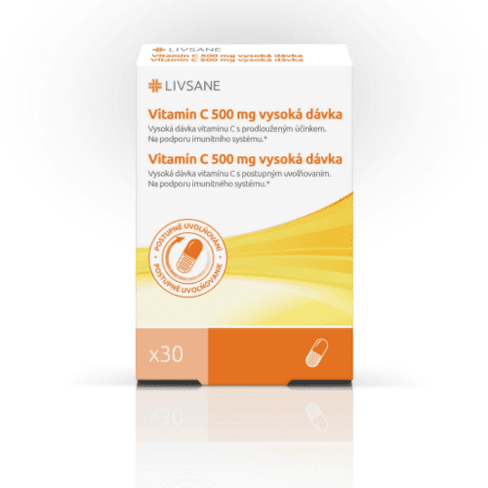 LIVSANE Vitamín C 500 mg vysoká dávka 30 kapsúl s postupným uvoľňovaním · záber 1