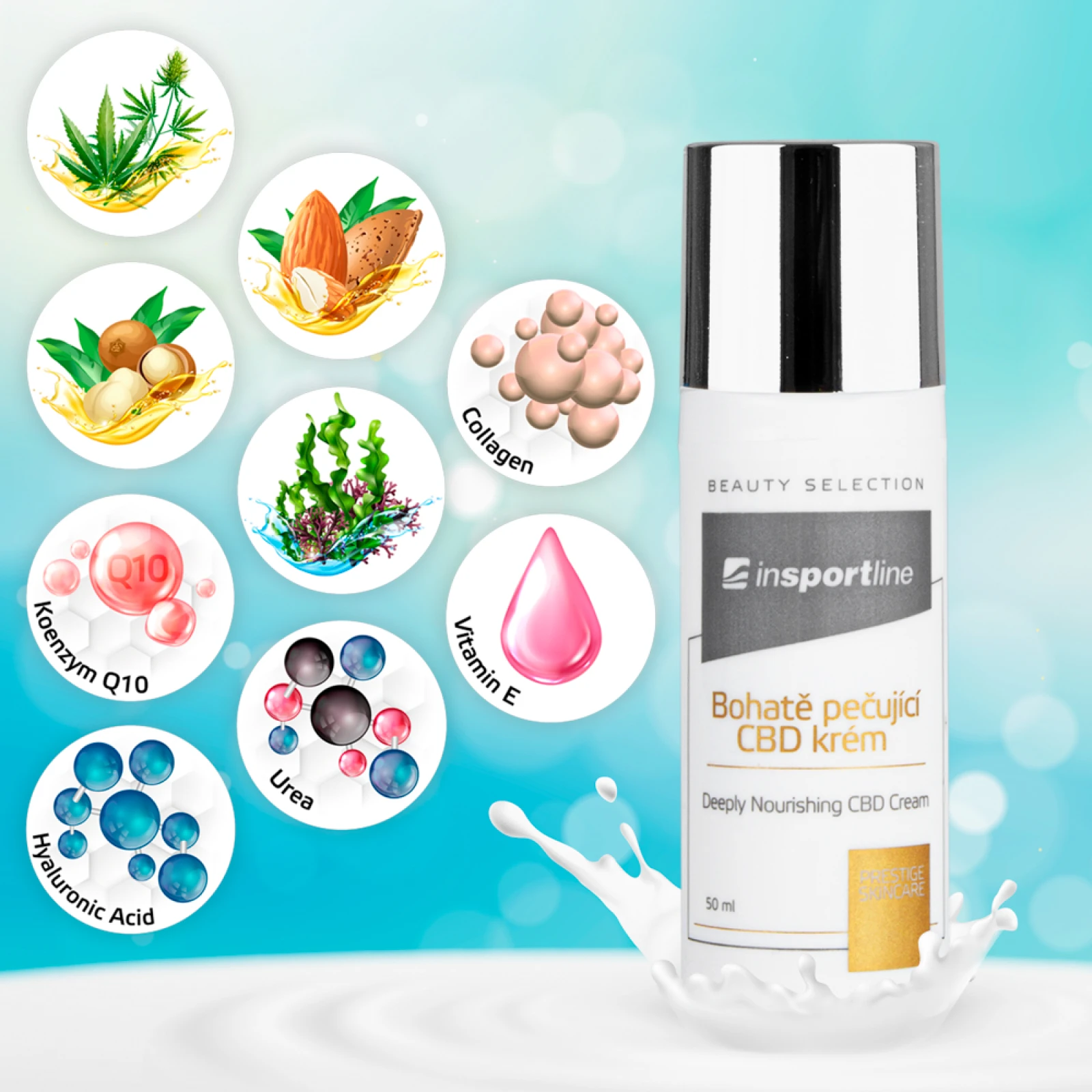Intenzívne hydratačný CBD krém inSPORTline 50 ml · záber 5